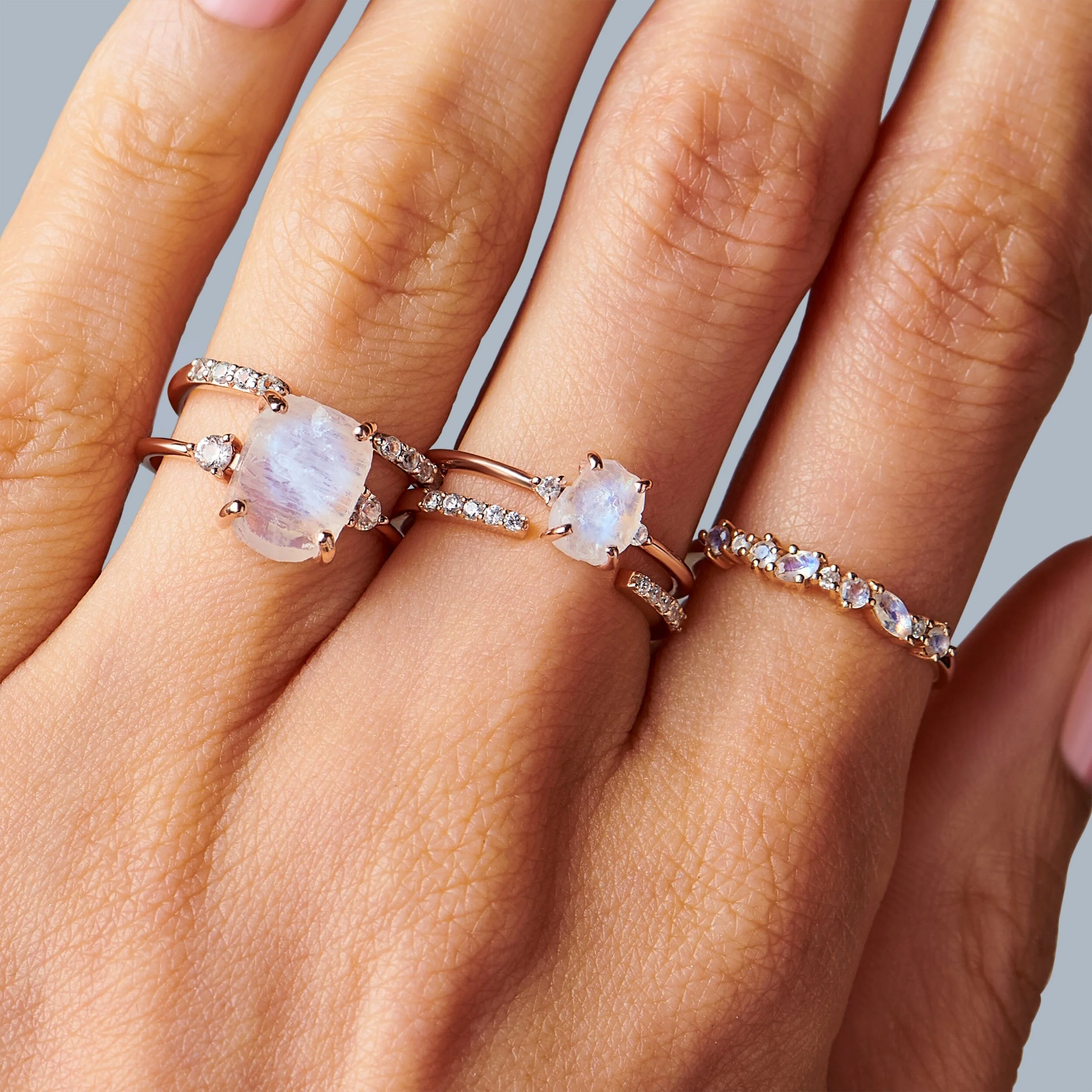 Moonstone Diamond Ring - Petite Raw Allure - Image 10