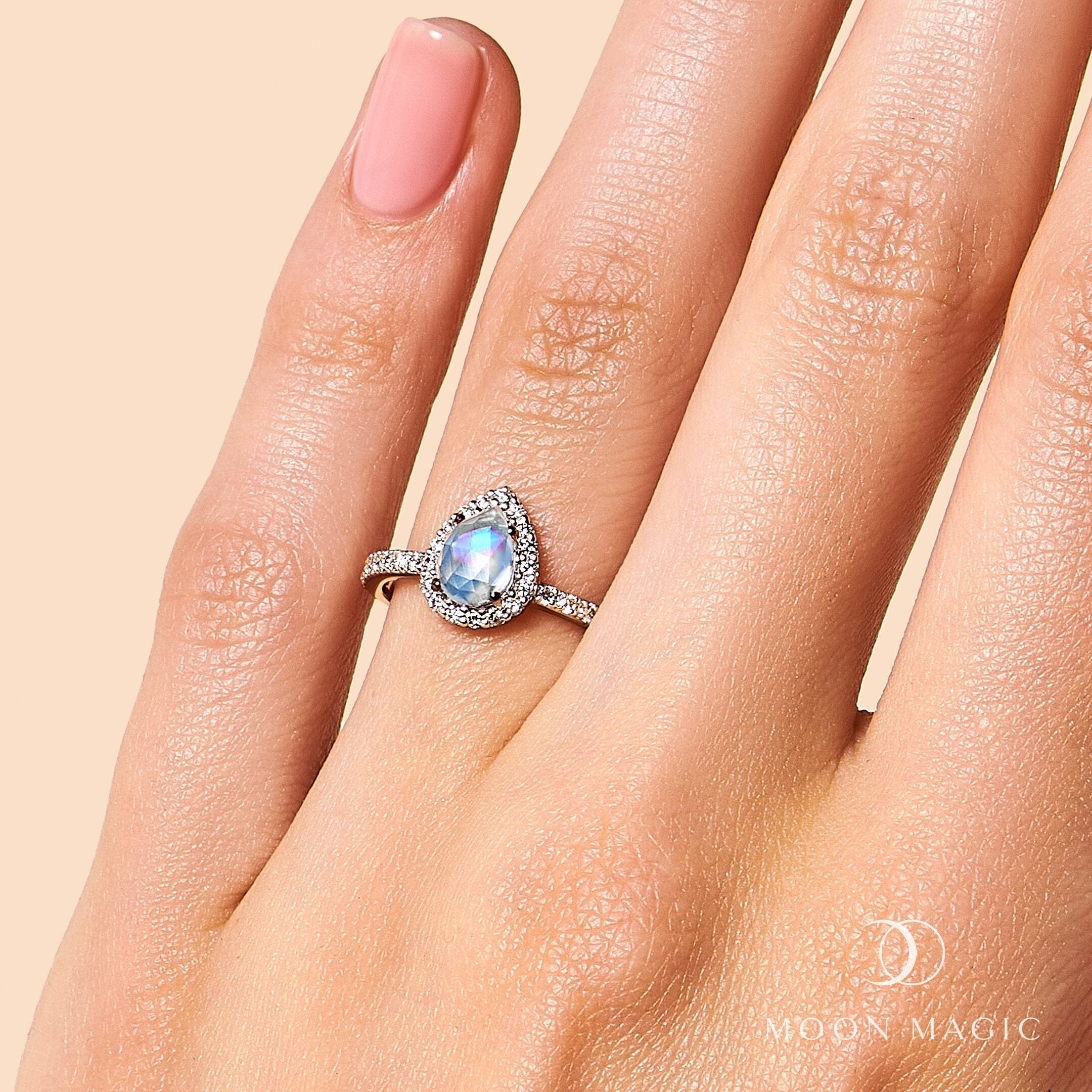 Moonstone Lab Diamond Ring - Tear of Joy - Image 2