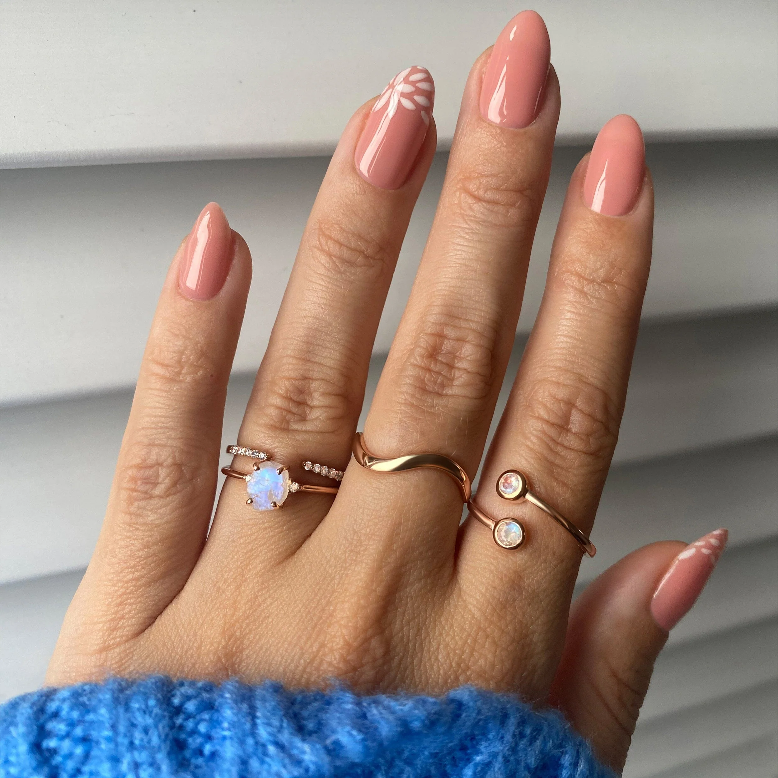 Moonstone Lab Diamond Ring - Petite Raw Allure - Image 3