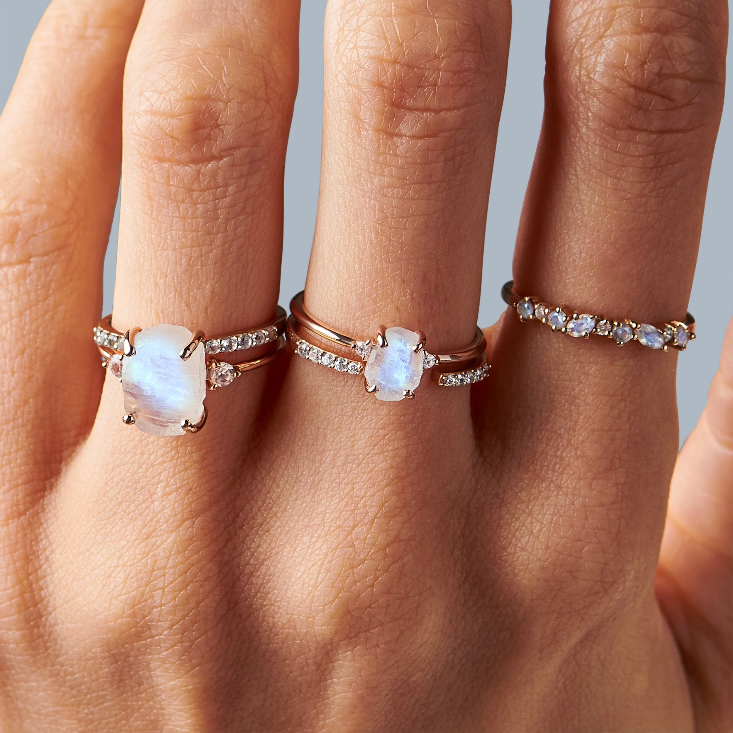 Moonstone Lab Diamond Ring - Raw Allure - Image 9