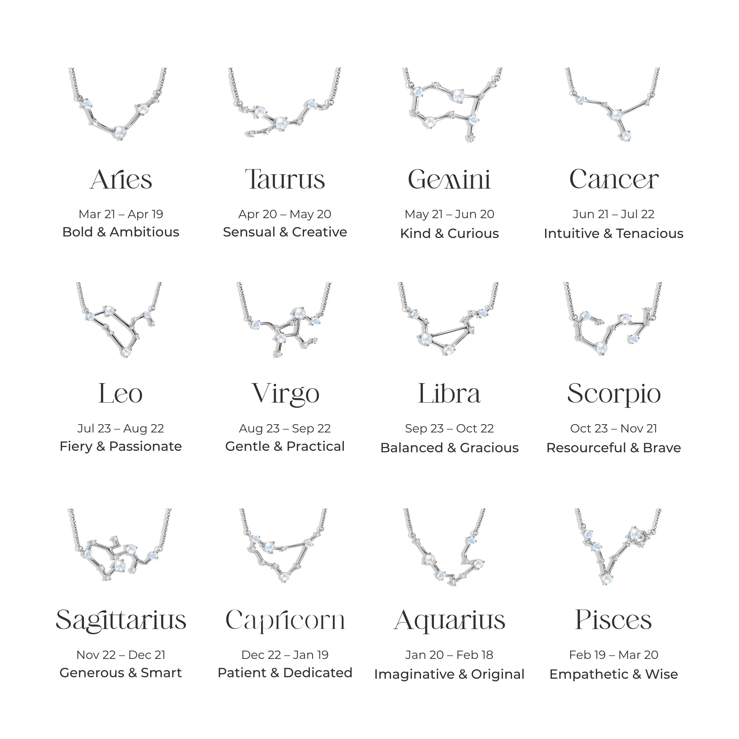Moonstone Necklace - Aquarius Zodiac Constellation - Image 10