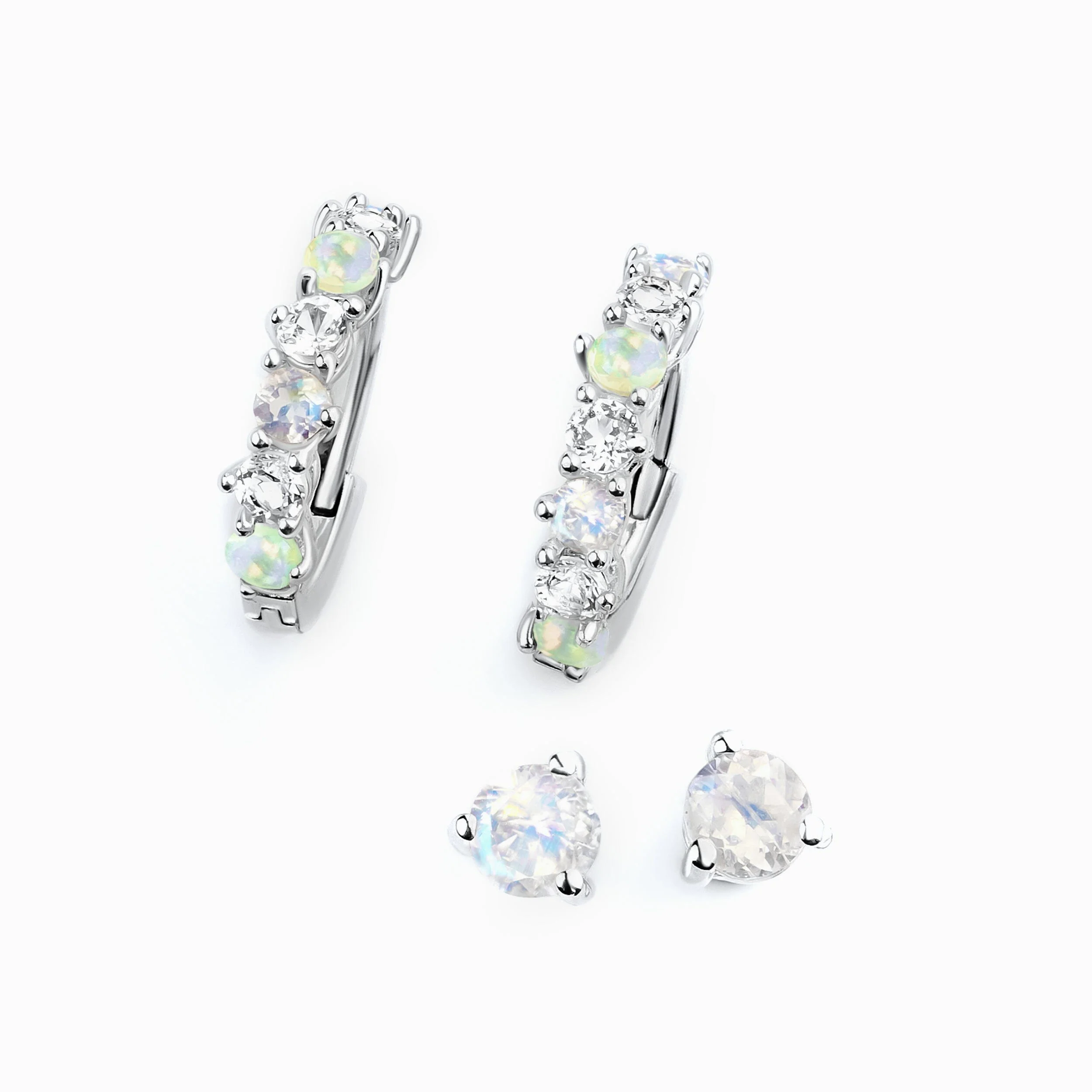 Moonstone & Opal Hoop Earring Set - High Vibes
