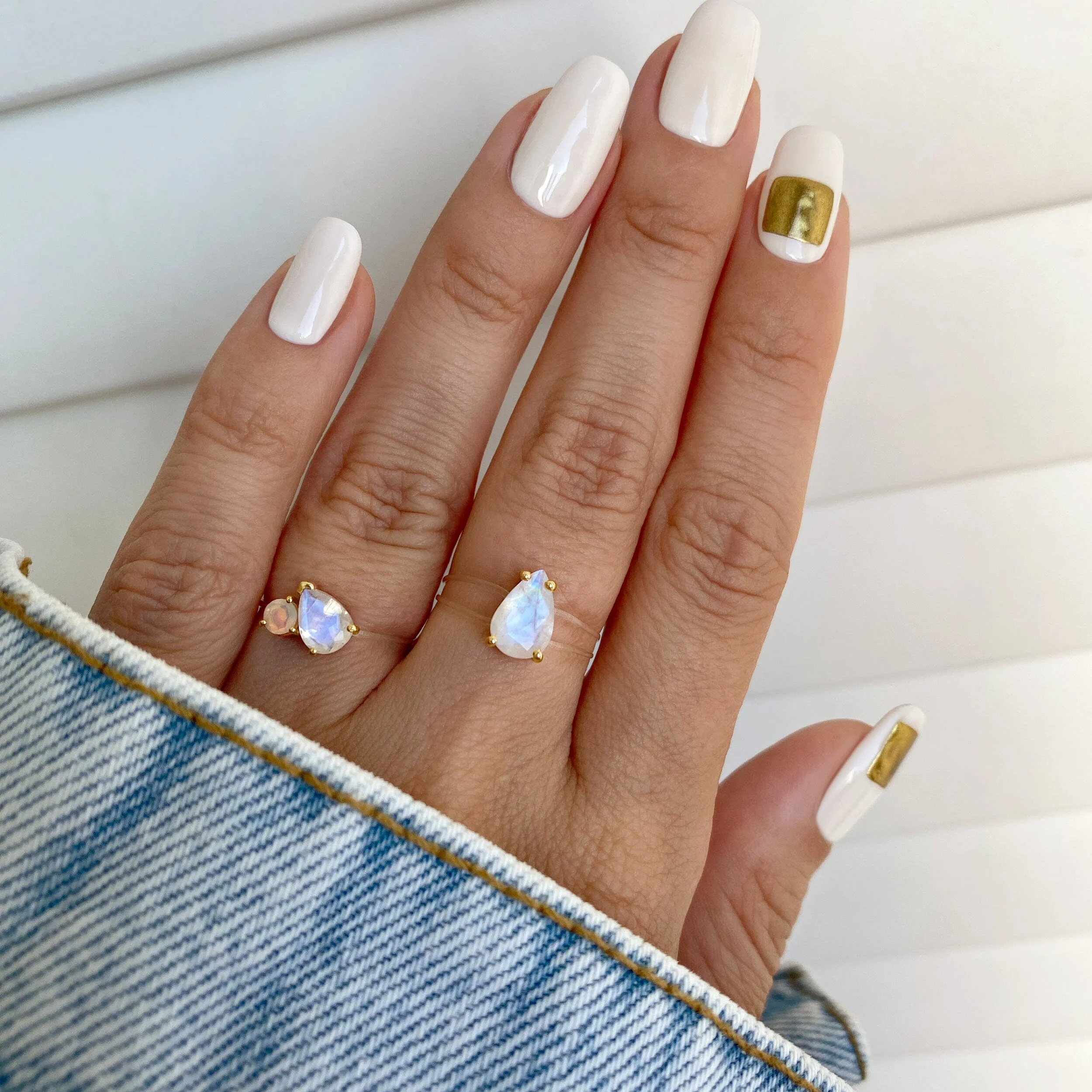 Moonstone & Opal Toi Et Moi & Sway Floating Rings - Image 6