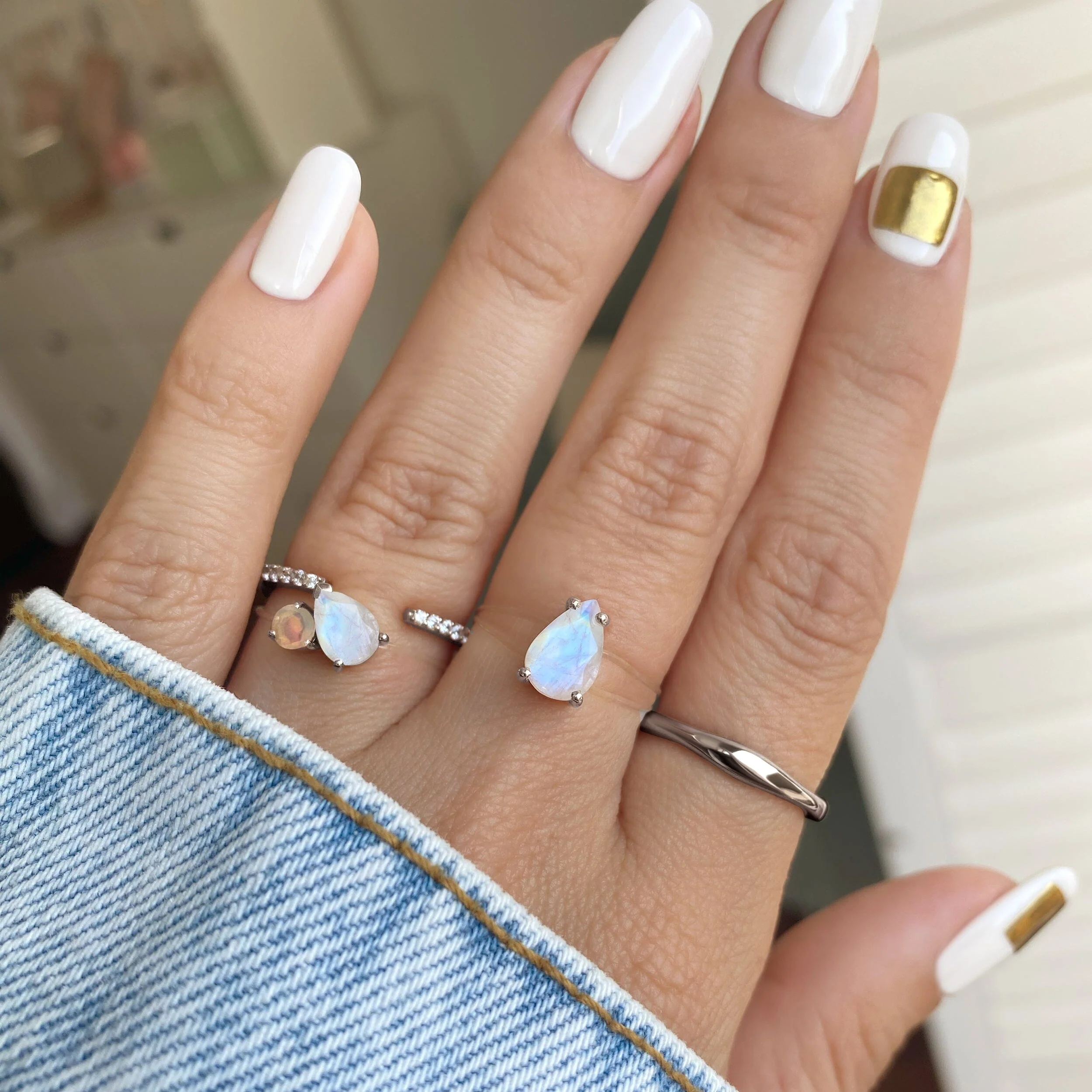 Moonstone & Opal Toi Et Moi & Sway Floating Rings - Image 9