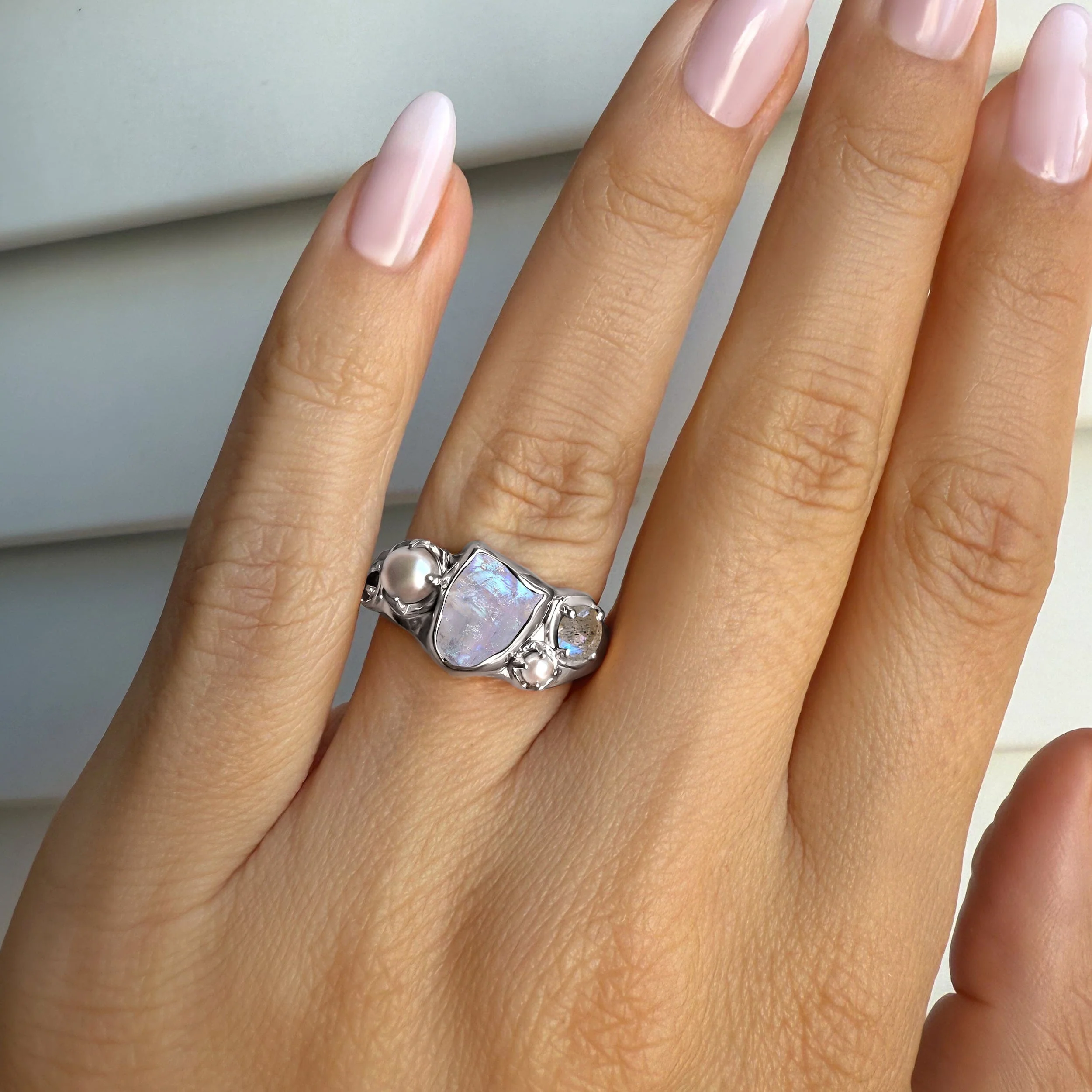 Moonstone Pearl Ring - Mist Heirloom - Image 2