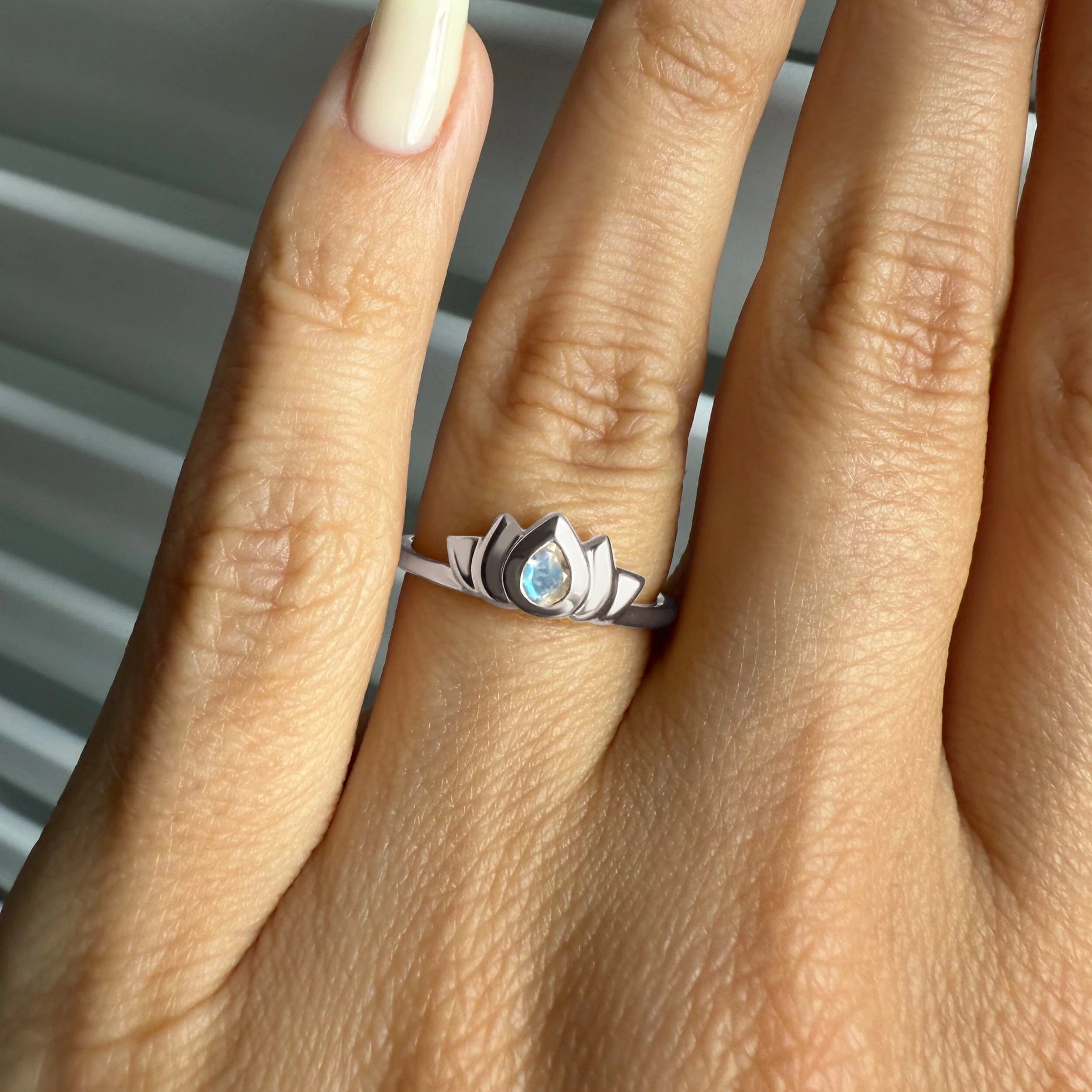 Moonstone Ring - Dainty Lotus - Image 21