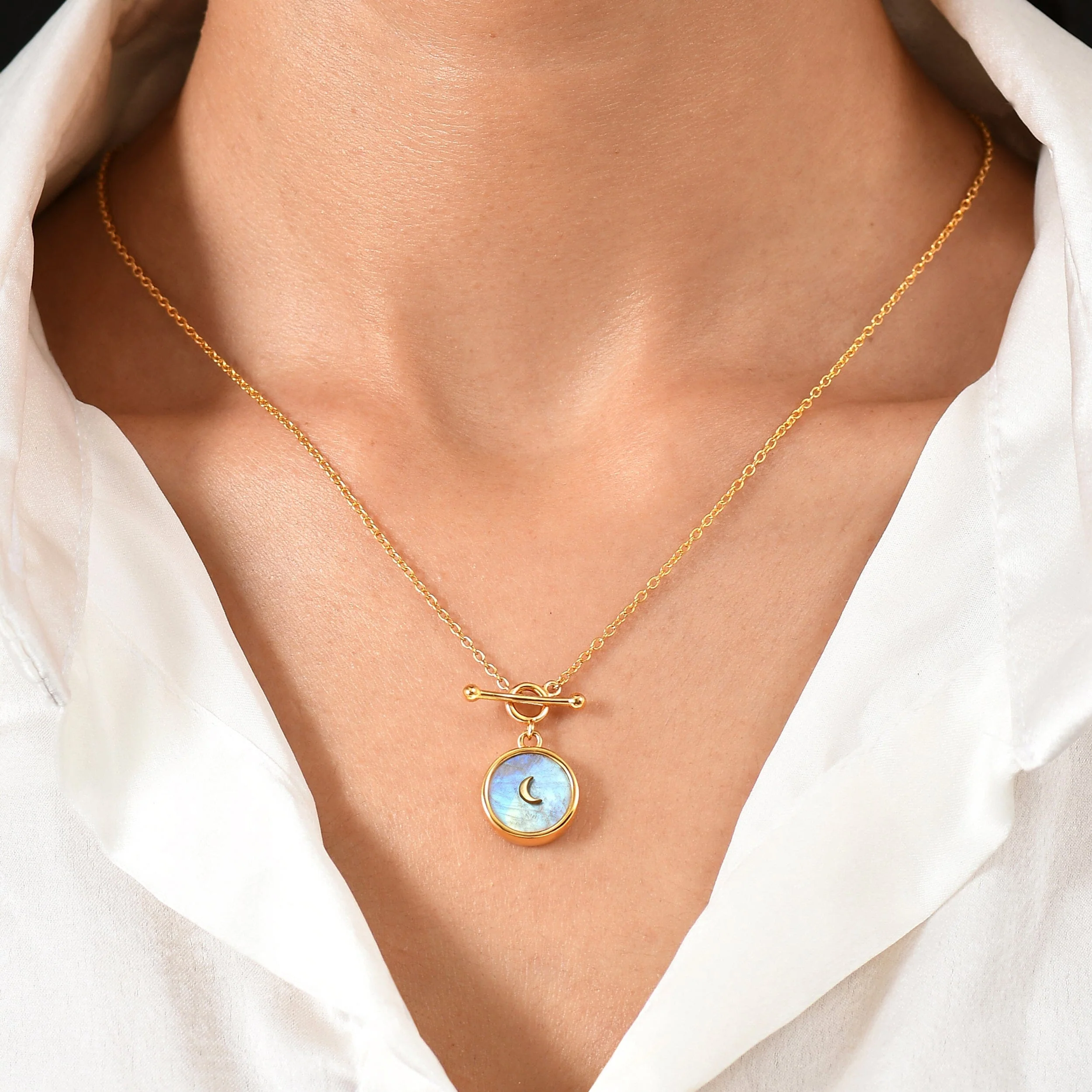 Moonstone T-Lock Necklace - Dream - Image 9