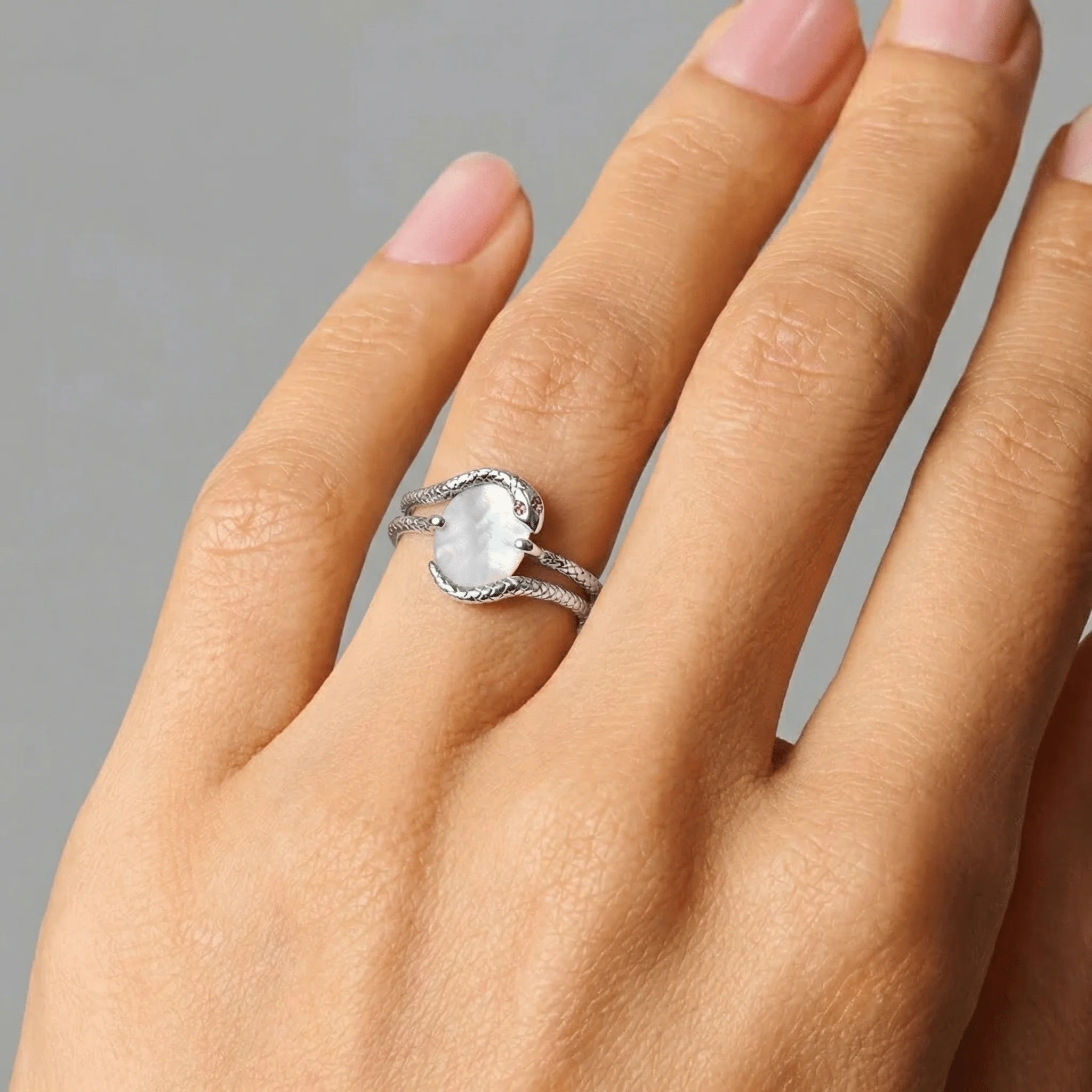 Mother of Pearl Ruby Ring - Serpent of Femininity - Image 2