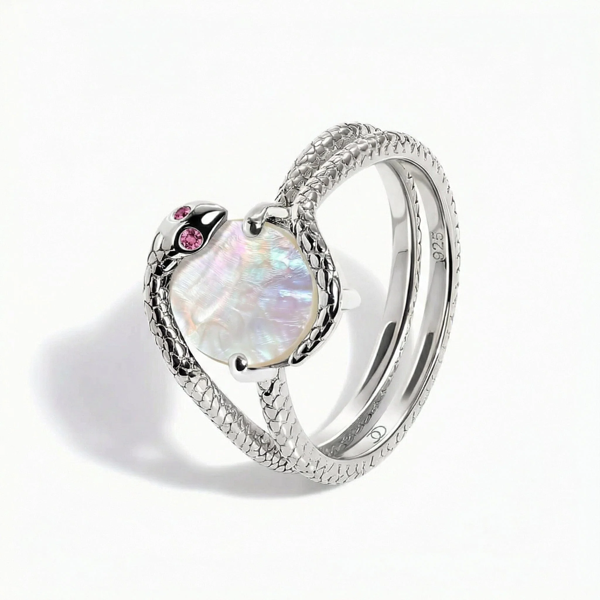 Mother of Pearl Ruby Ring - Serpent of Femininity - Image 3