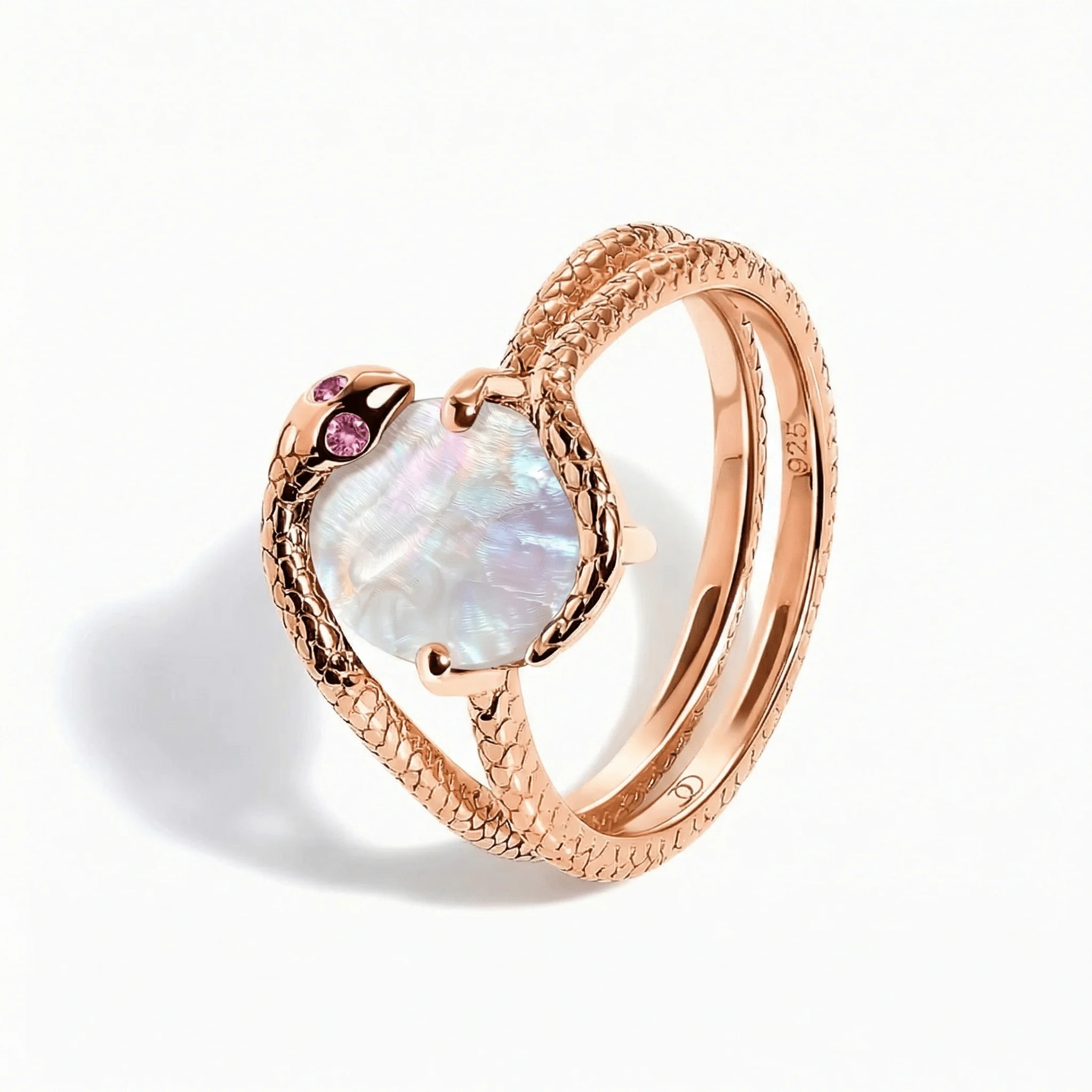 Mother of Pearl Ruby Ring - Serpent of Femininity - Image 6