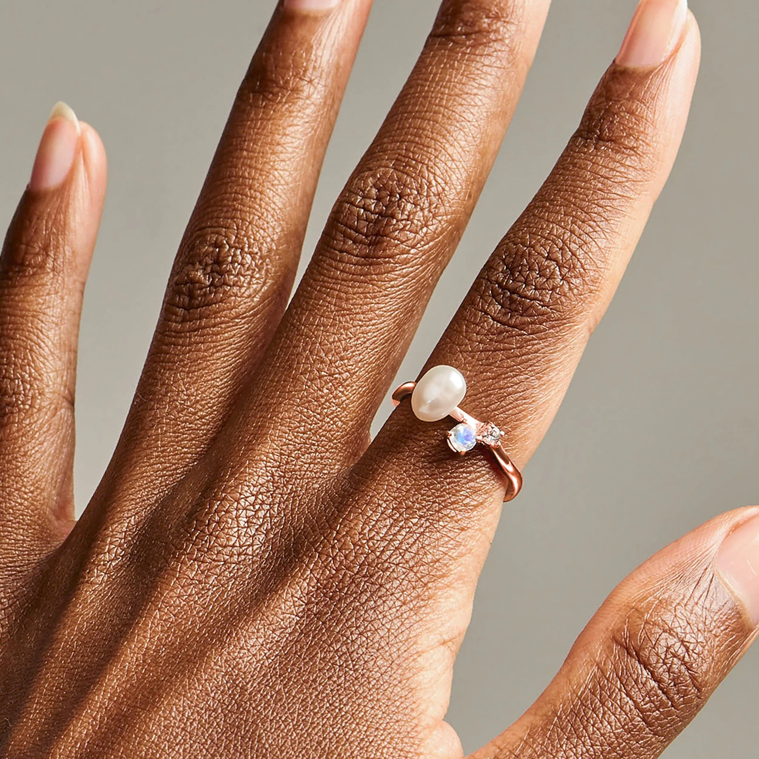 Pearl Moonstone Ring - Aelora - Image 11