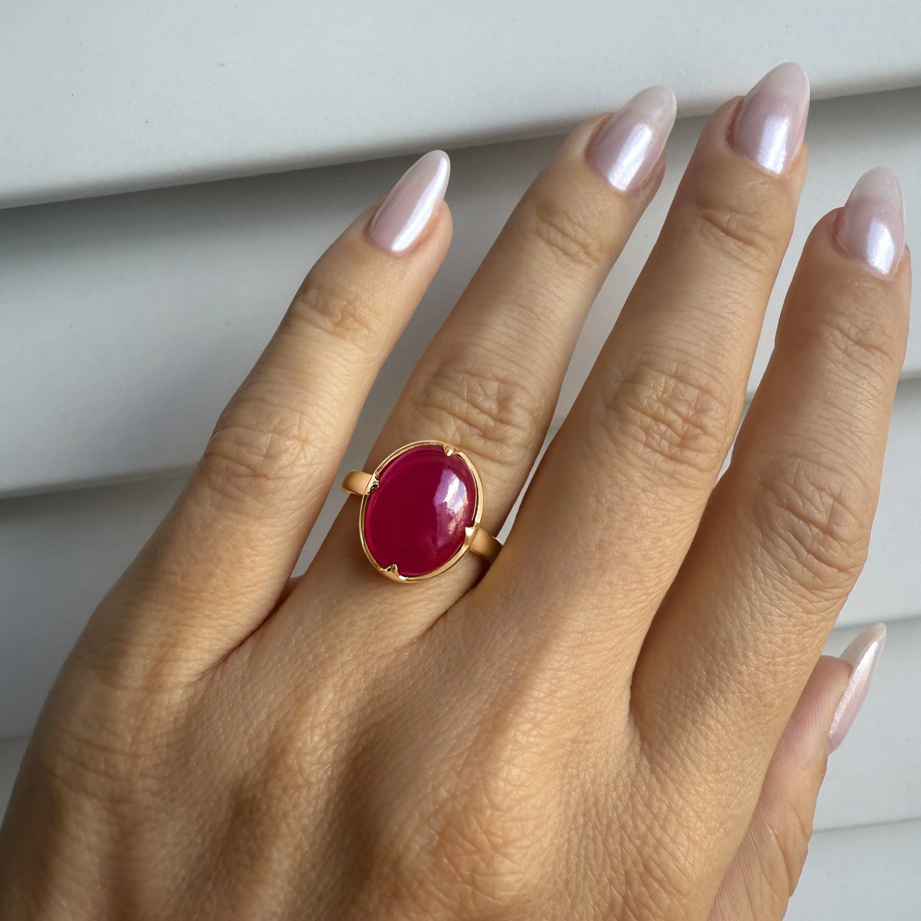 Pink Quartz Cabochon Ring - Aura - Image 6