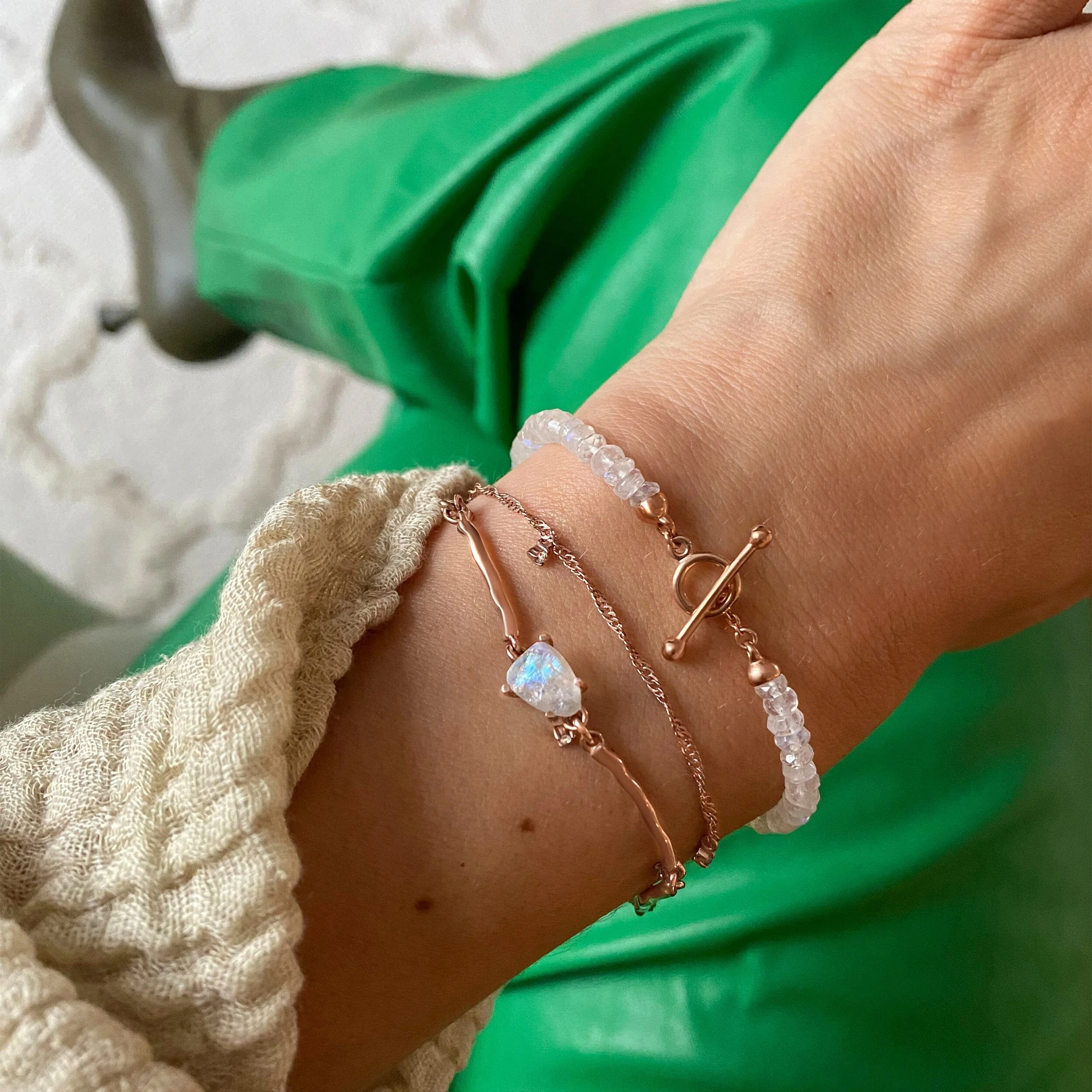 Rainbow Moonstone T-Lock Beads Bracelet - Raise Your Vibrations - Image 18