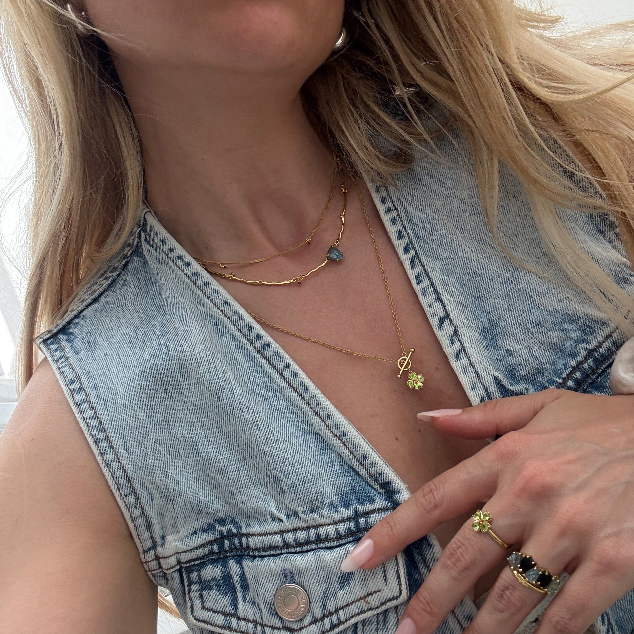 Raw Crystal Necklace - Flowing Labradorite - Image 14