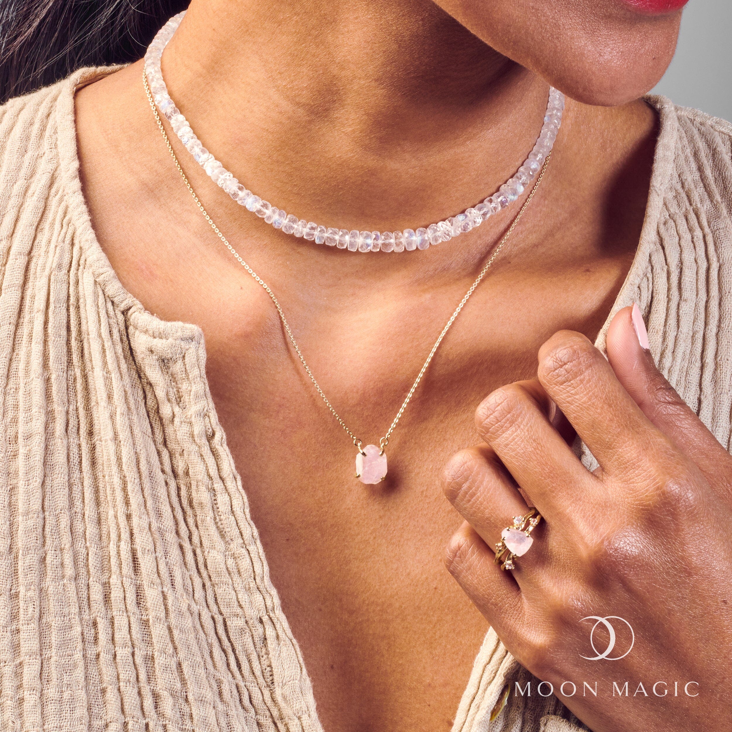 Raw Crystal Necklace - Rose Quartz 'Self-Love' - Image 15