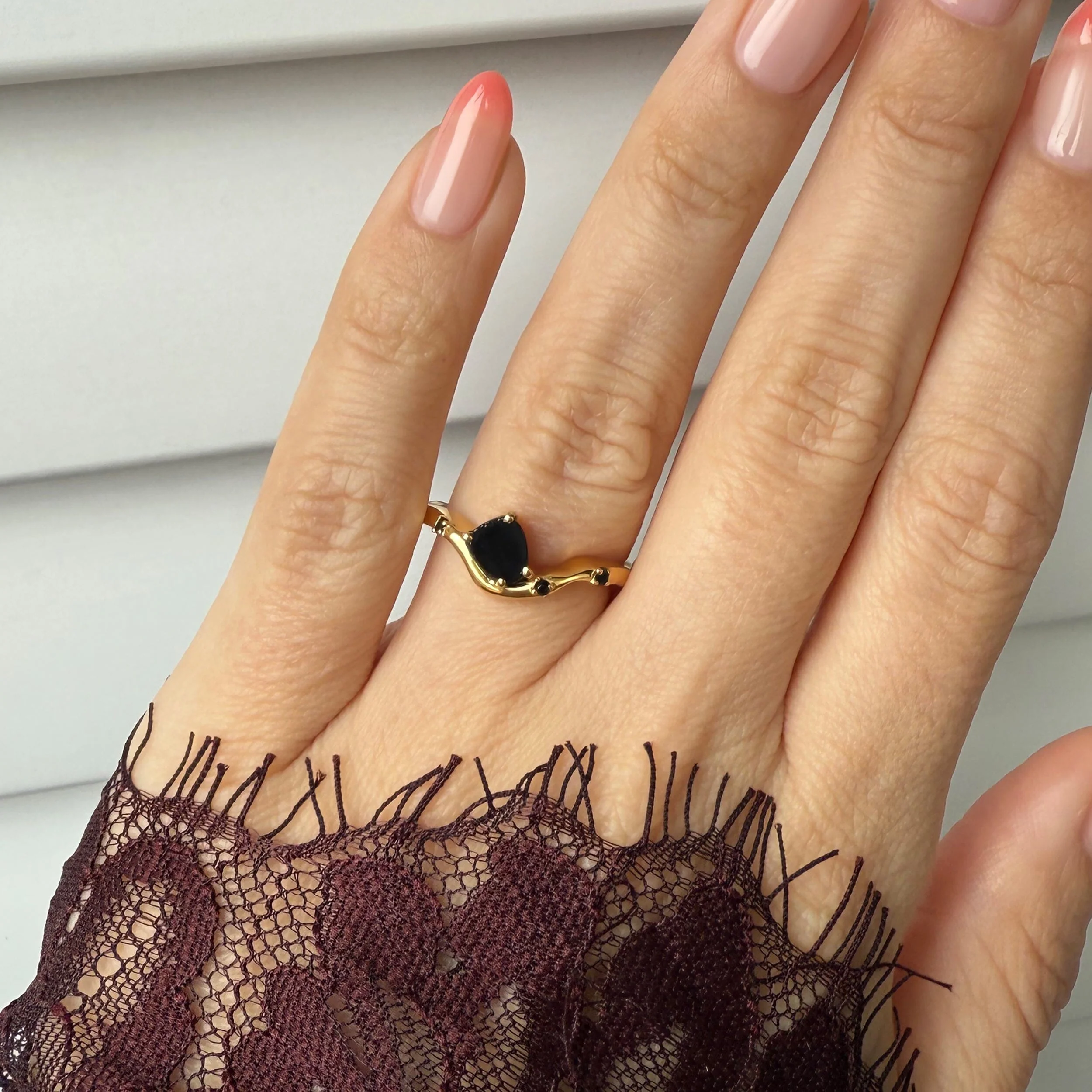 Raw Crystal Ring - Black Obsidian Black Spinel Arc of Origin - Image 2
