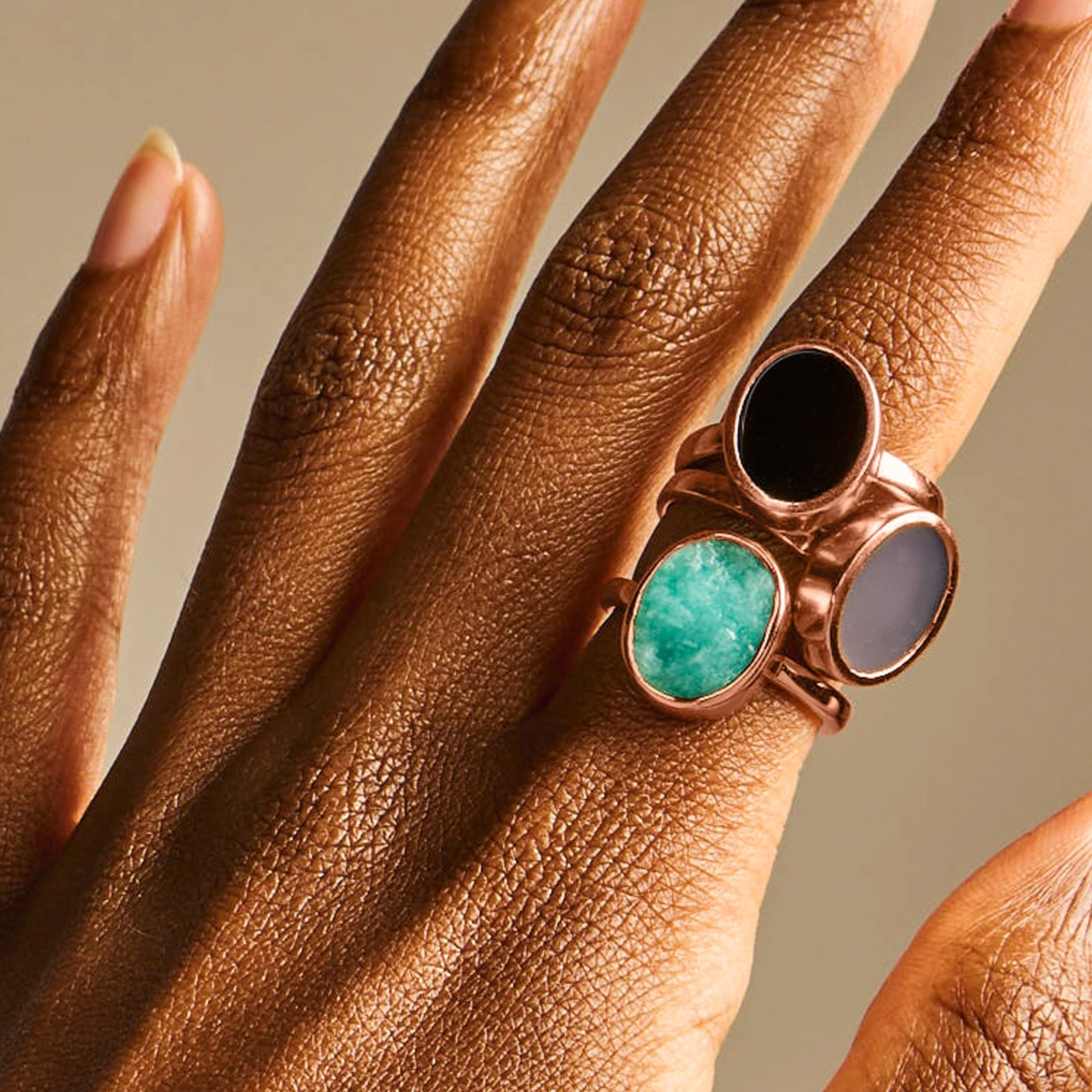 Raw Crystal Ring - Enfolded Amazonite - Image 10