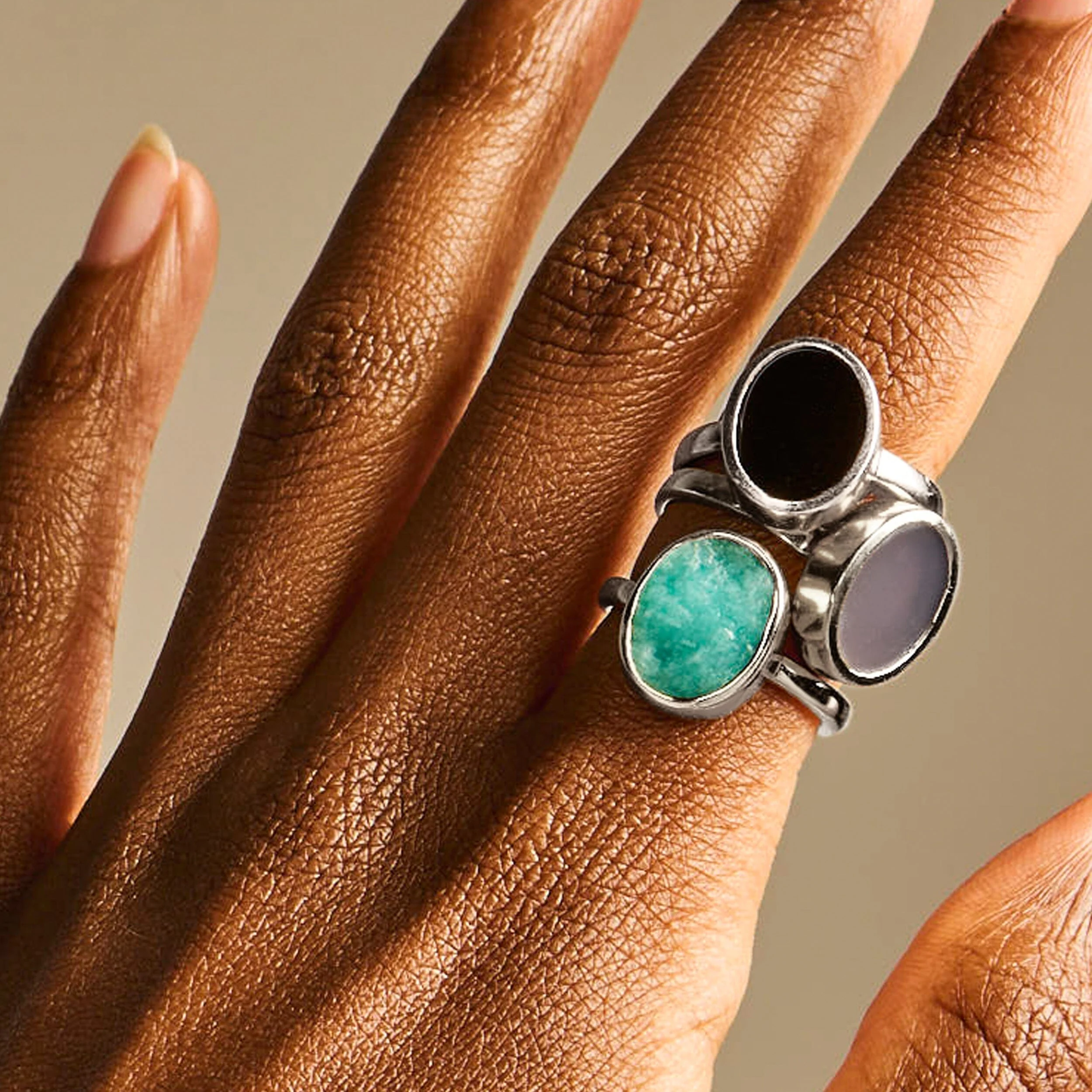Raw Crystal Ring - Enfolded Amazonite - Image 8