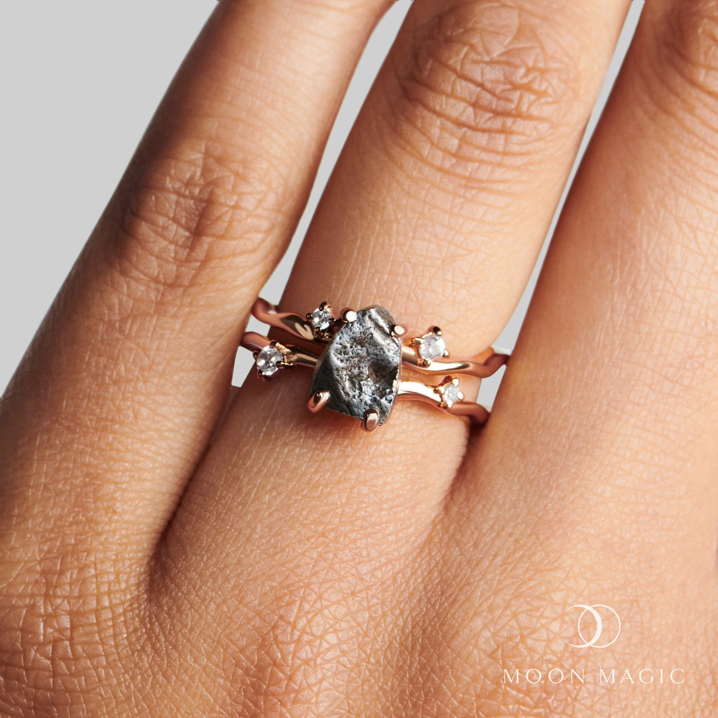 Raw Crystal Ring - Flow Meteorite - Image 4