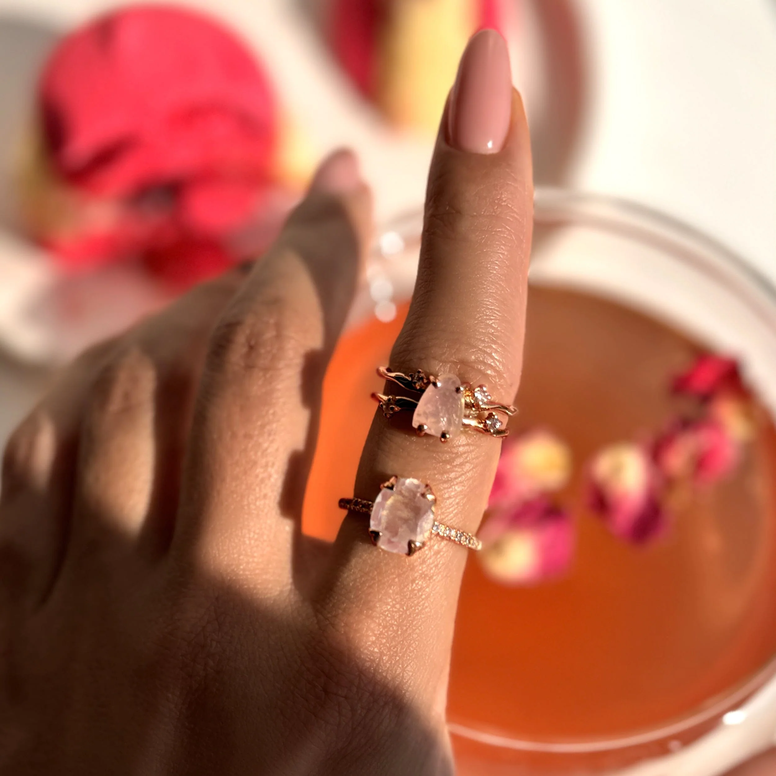 Raw Crystal Ring - Flow Rose Quartz - Image 18