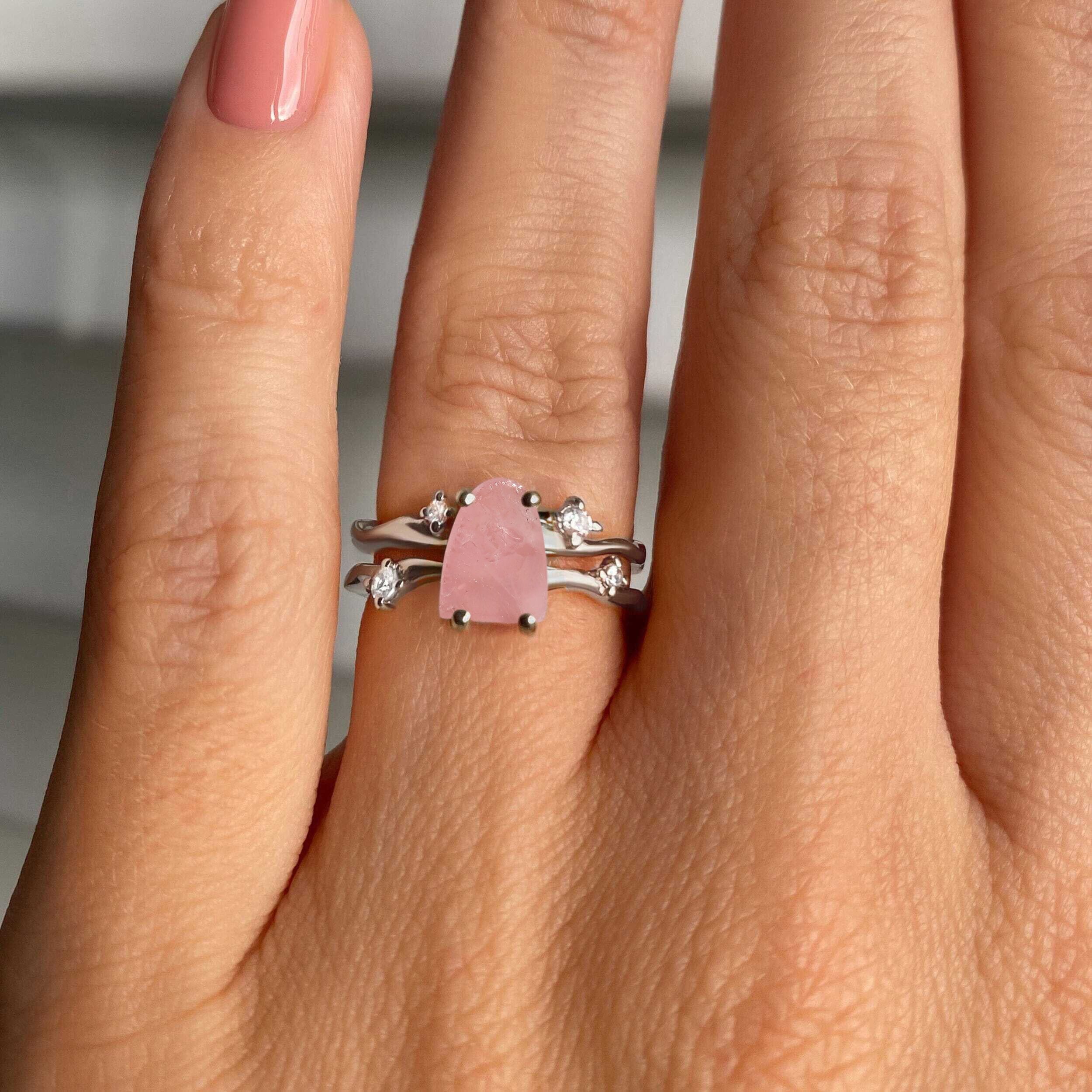 Raw Crystal Ring - Flow Rose Quartz - Image 2