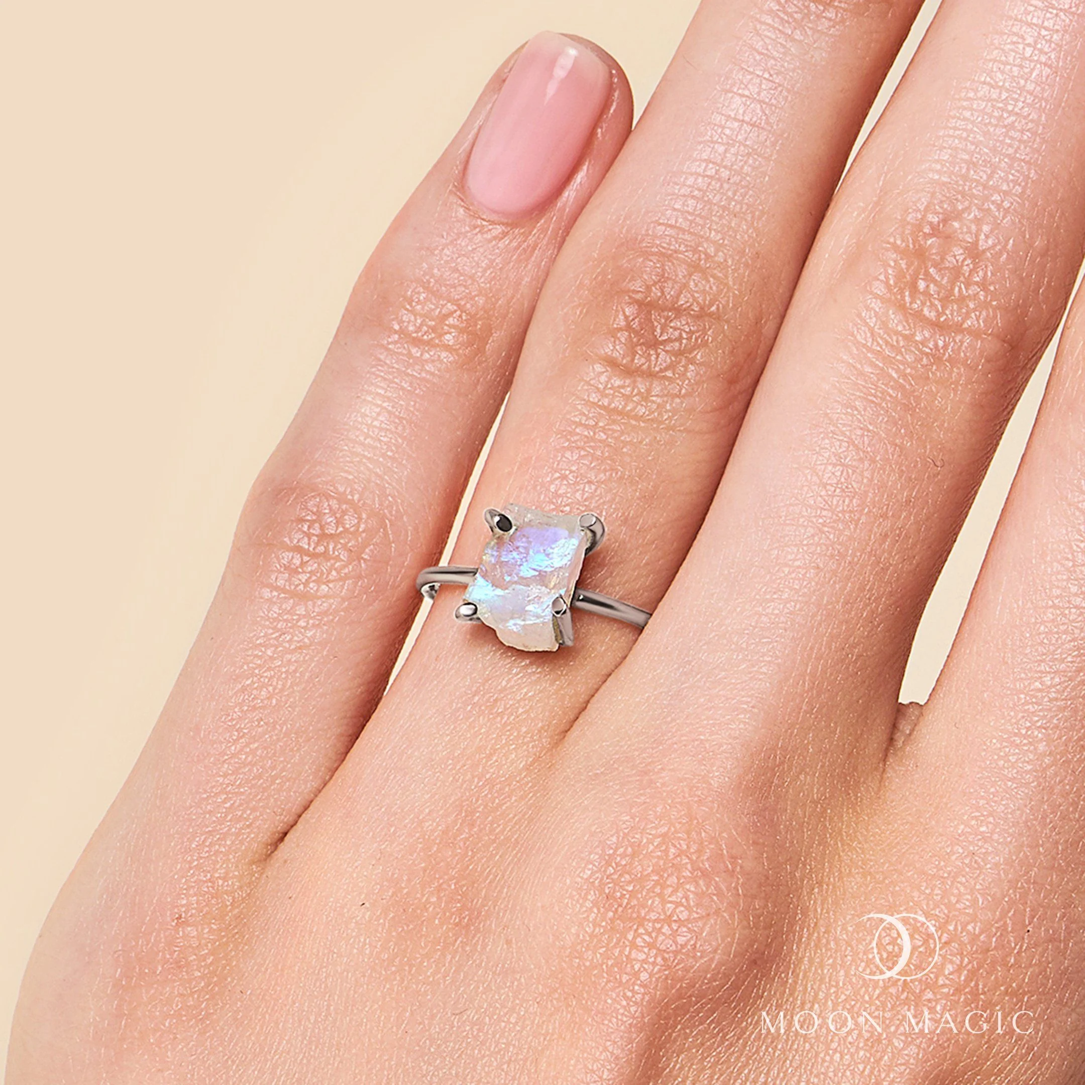 Raw Crystal Ring - Petite Moonstone - Image 2