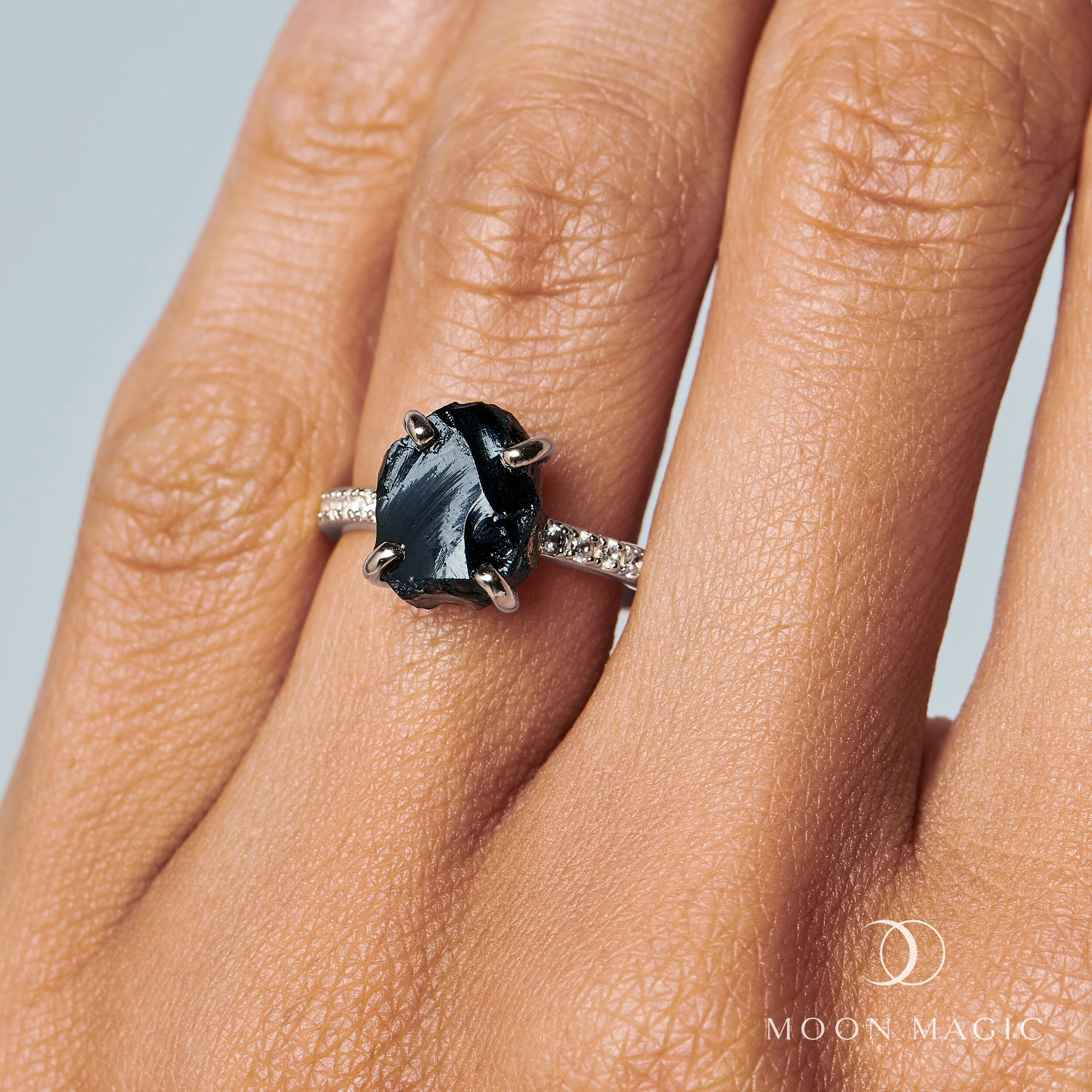 Raw Crystal Ring - Ritzy Black Obsidian - Image 2