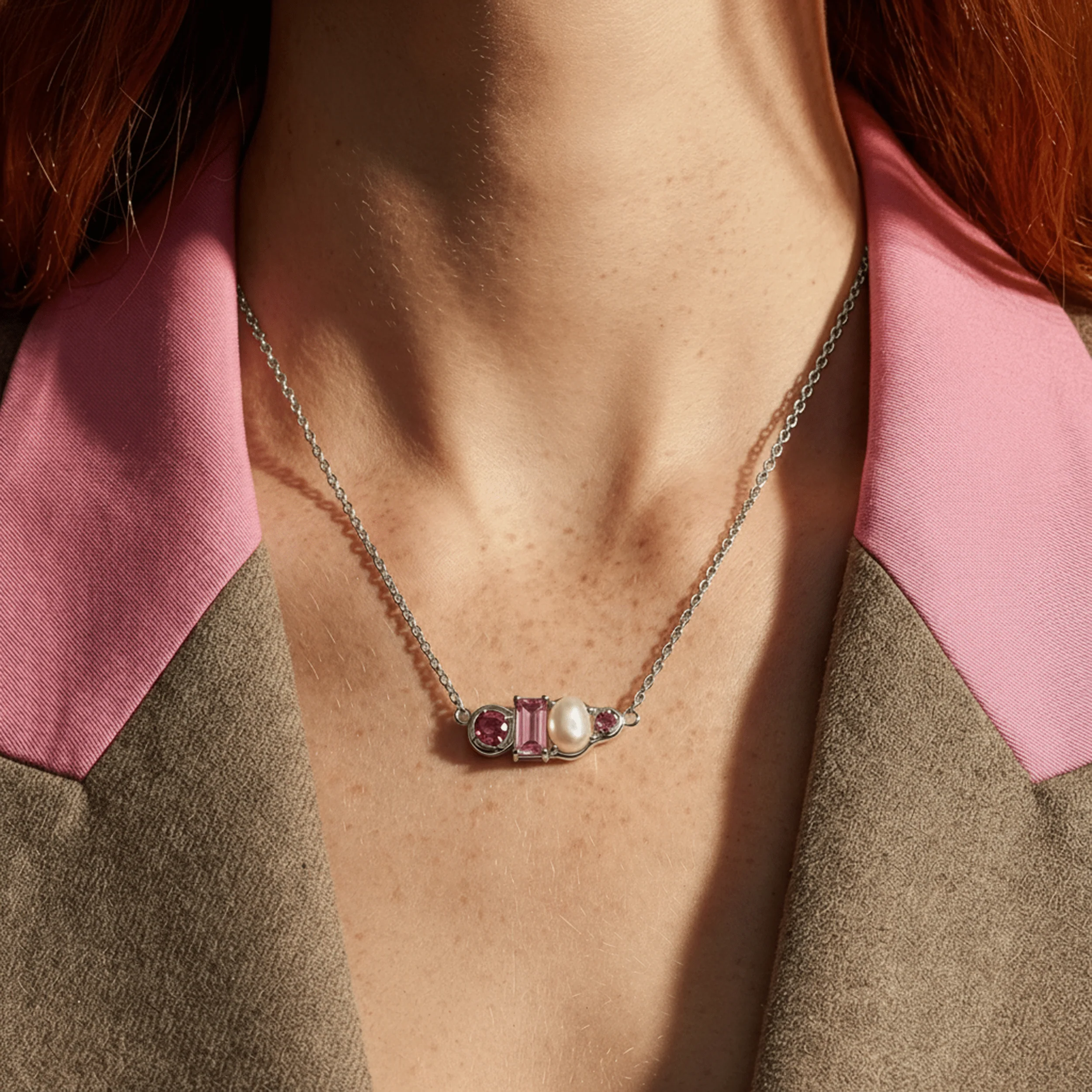 Rhodolite Garnet Pearl Necklace - Treasure - Image 2
