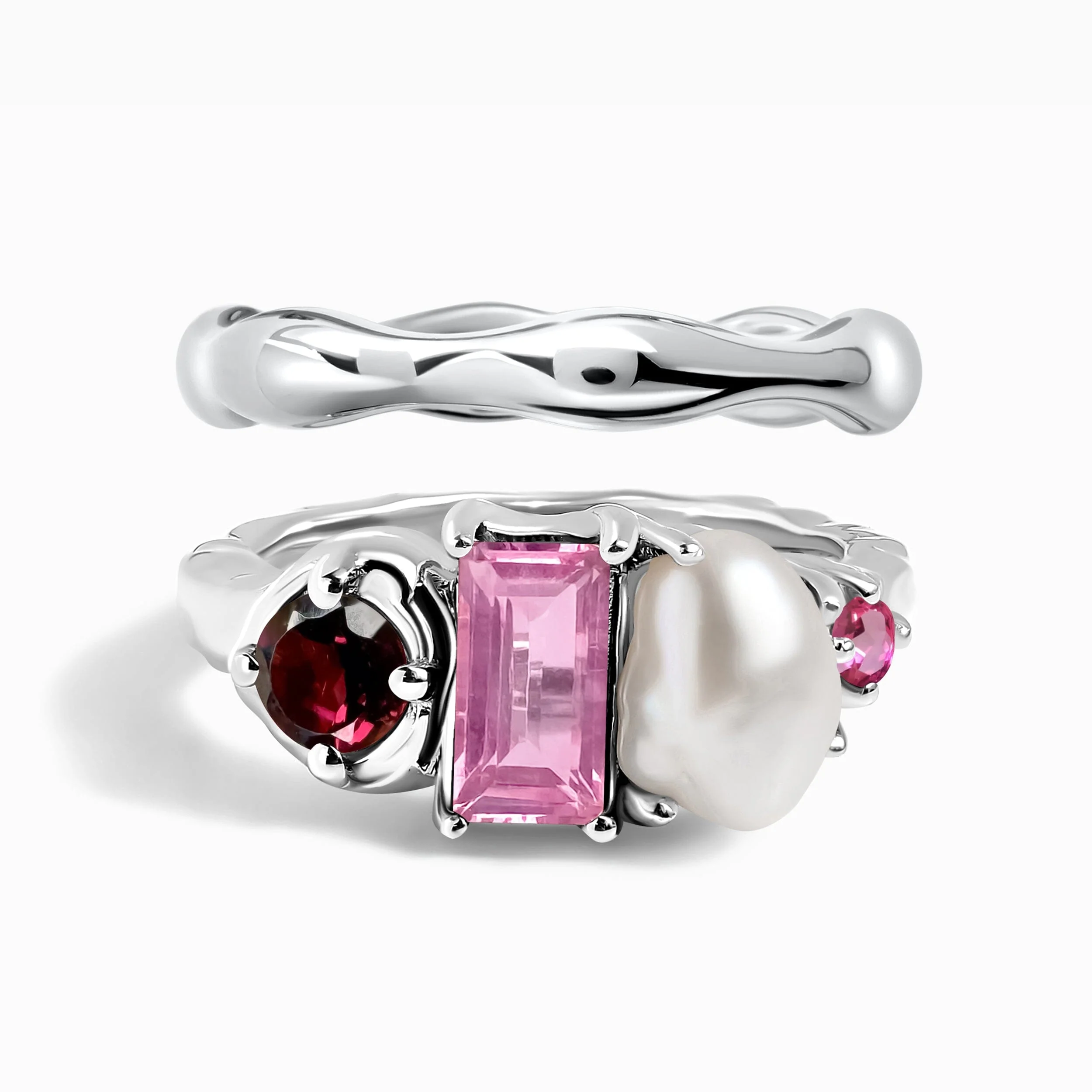 Rhodolite Garnet Treasure & Magma Band Set
