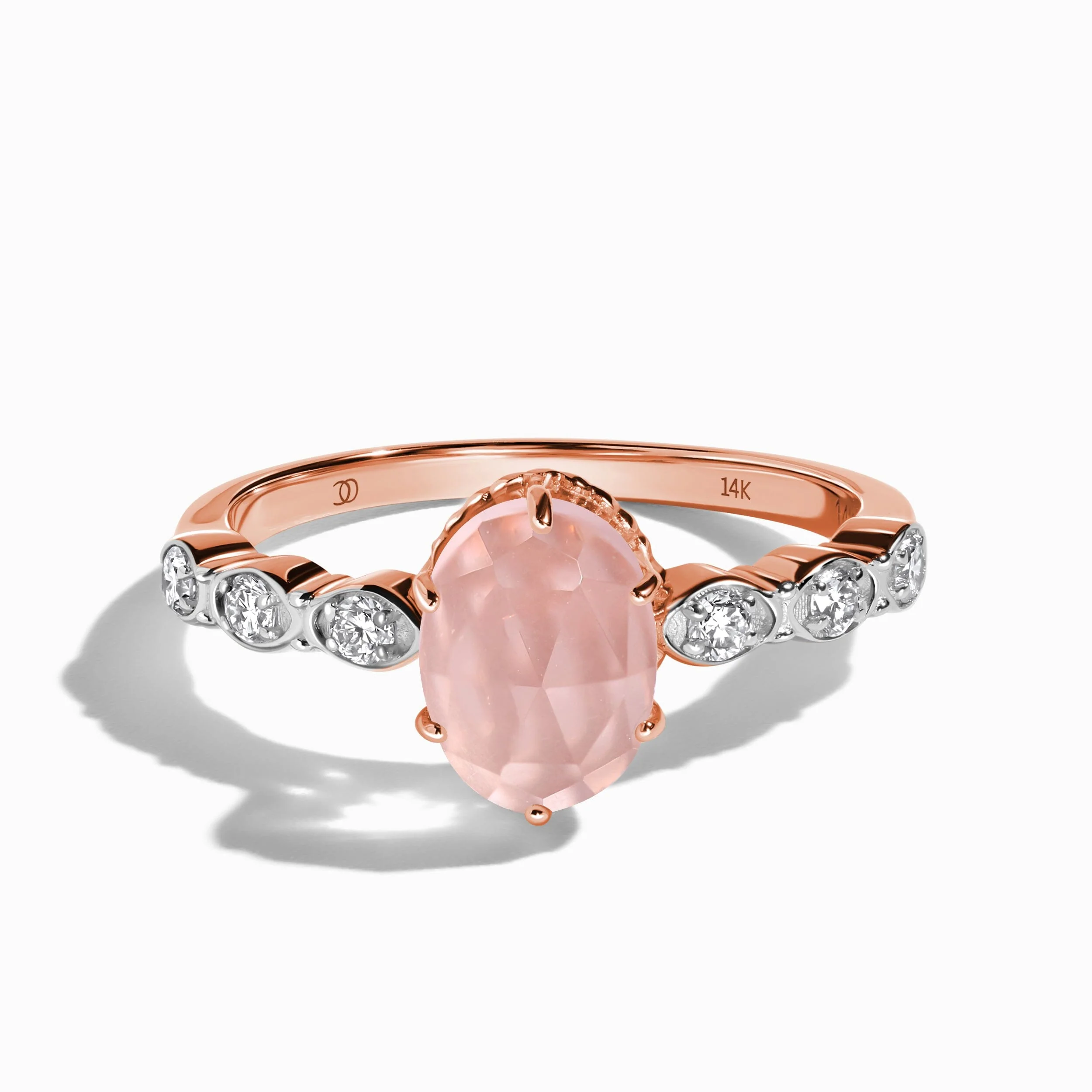 Rose Quartz Diamond Ring - Mirth
