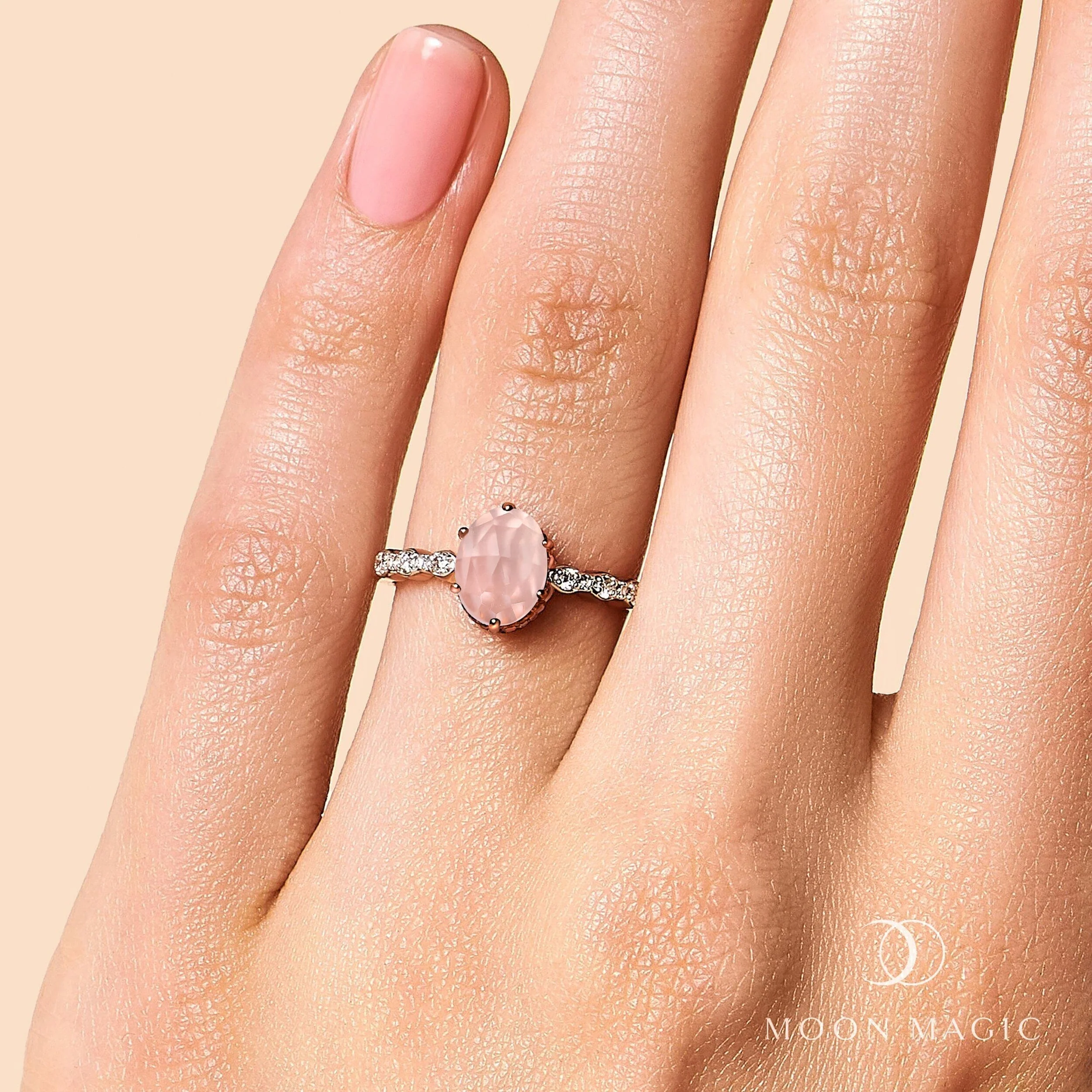 Rose Quartz Diamond Ring - Mirth - Image 2