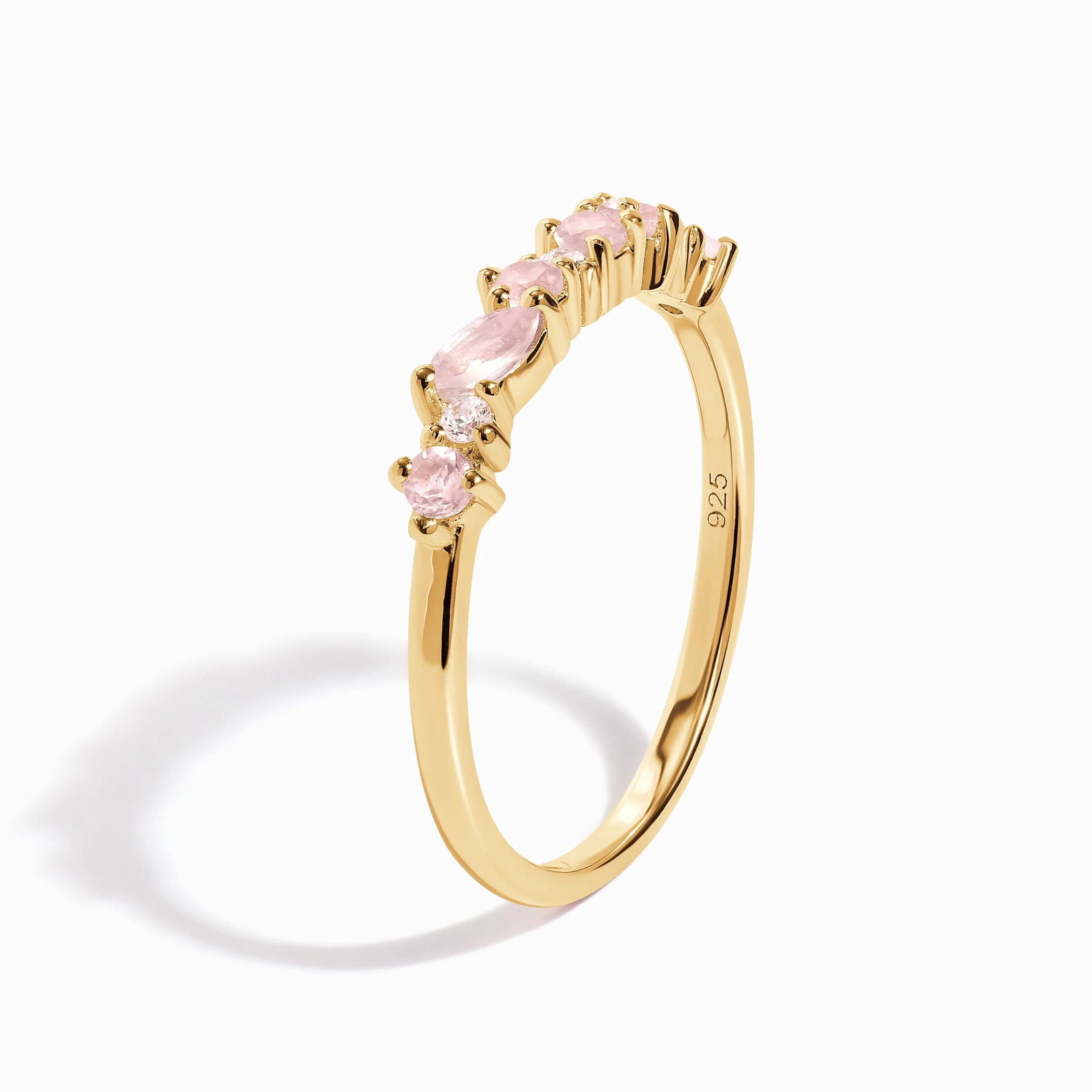 Rose Quartz White Zircon Ring - Grace - Image 14