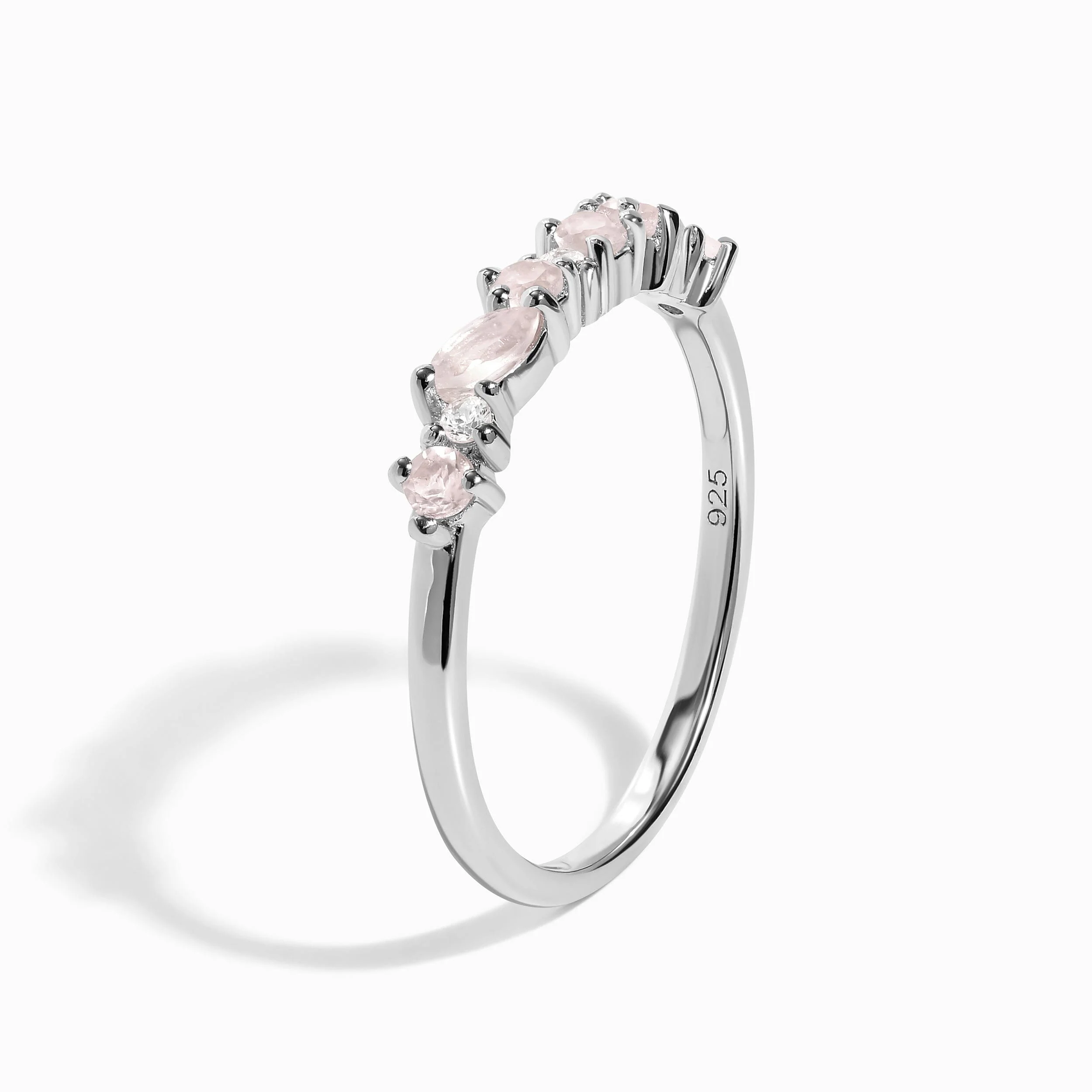 Rose Quartz White Zircon Ring - Grace - Image 10