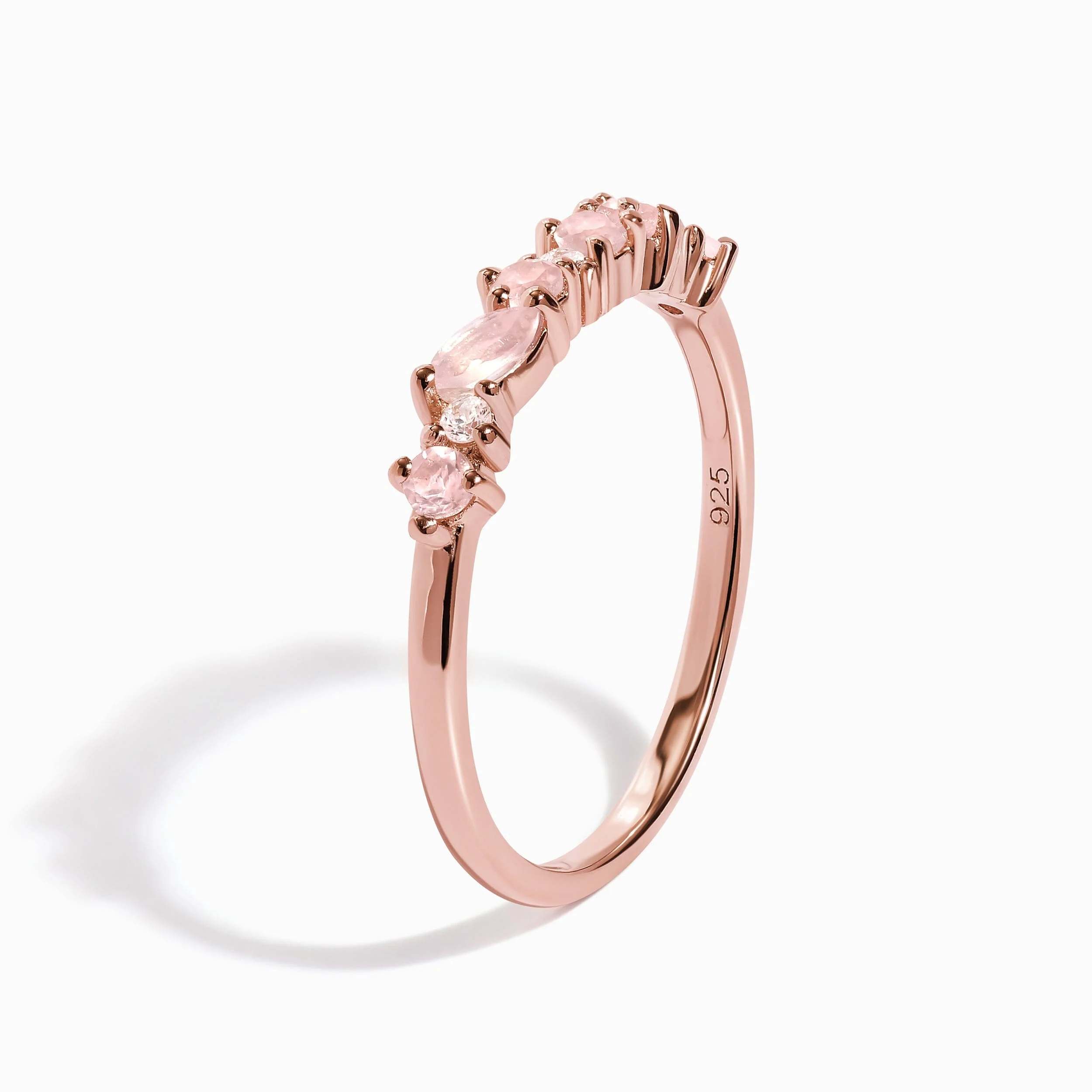 Rose Quartz White Zircon Ring - Grace - Image 12