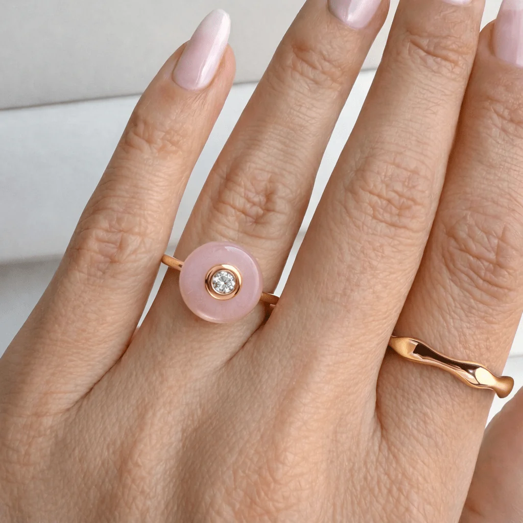 Rose Quartz Fidget Ring - Ora - Image 7