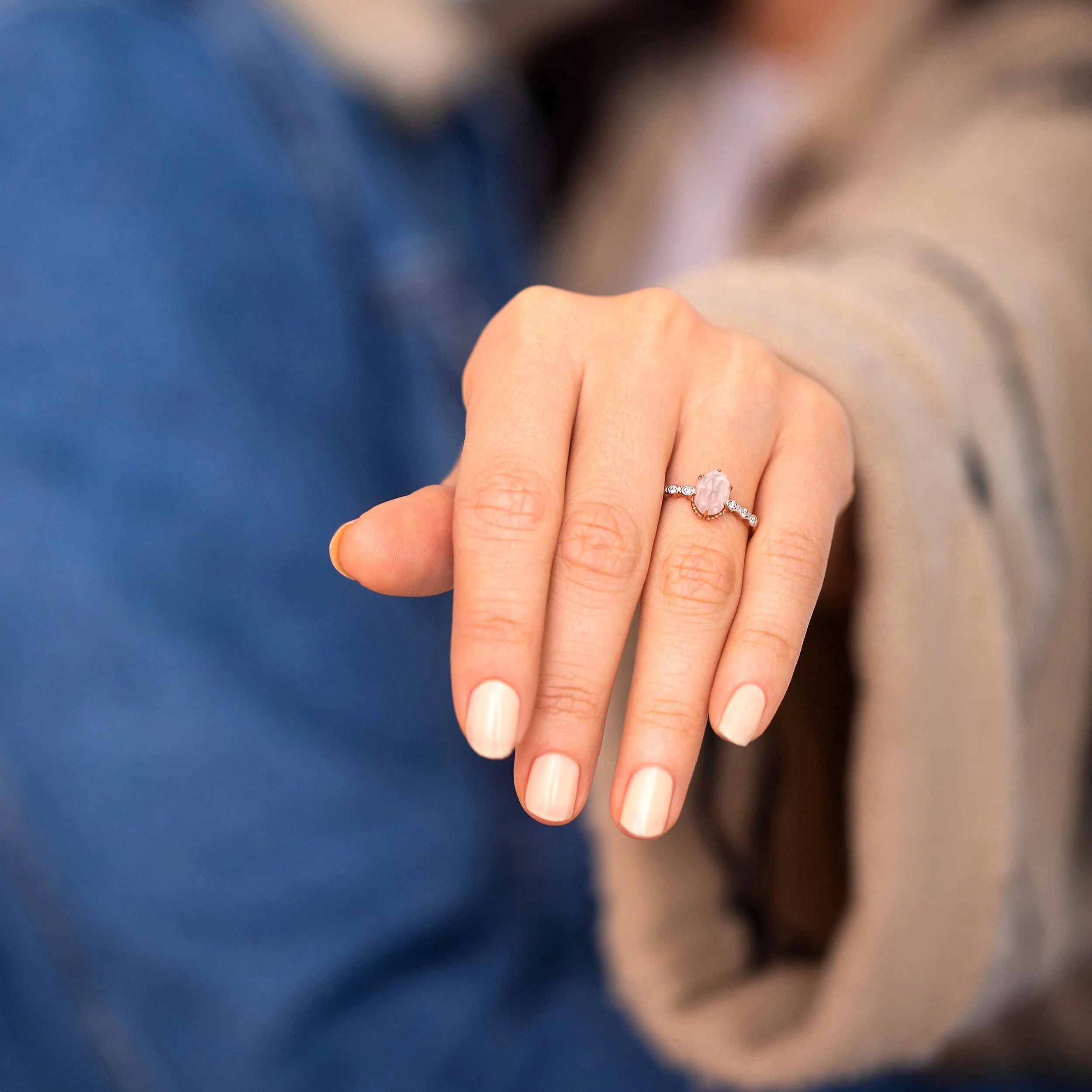 Rose Quartz Lab Diamond Ring - Mirth - Image 12