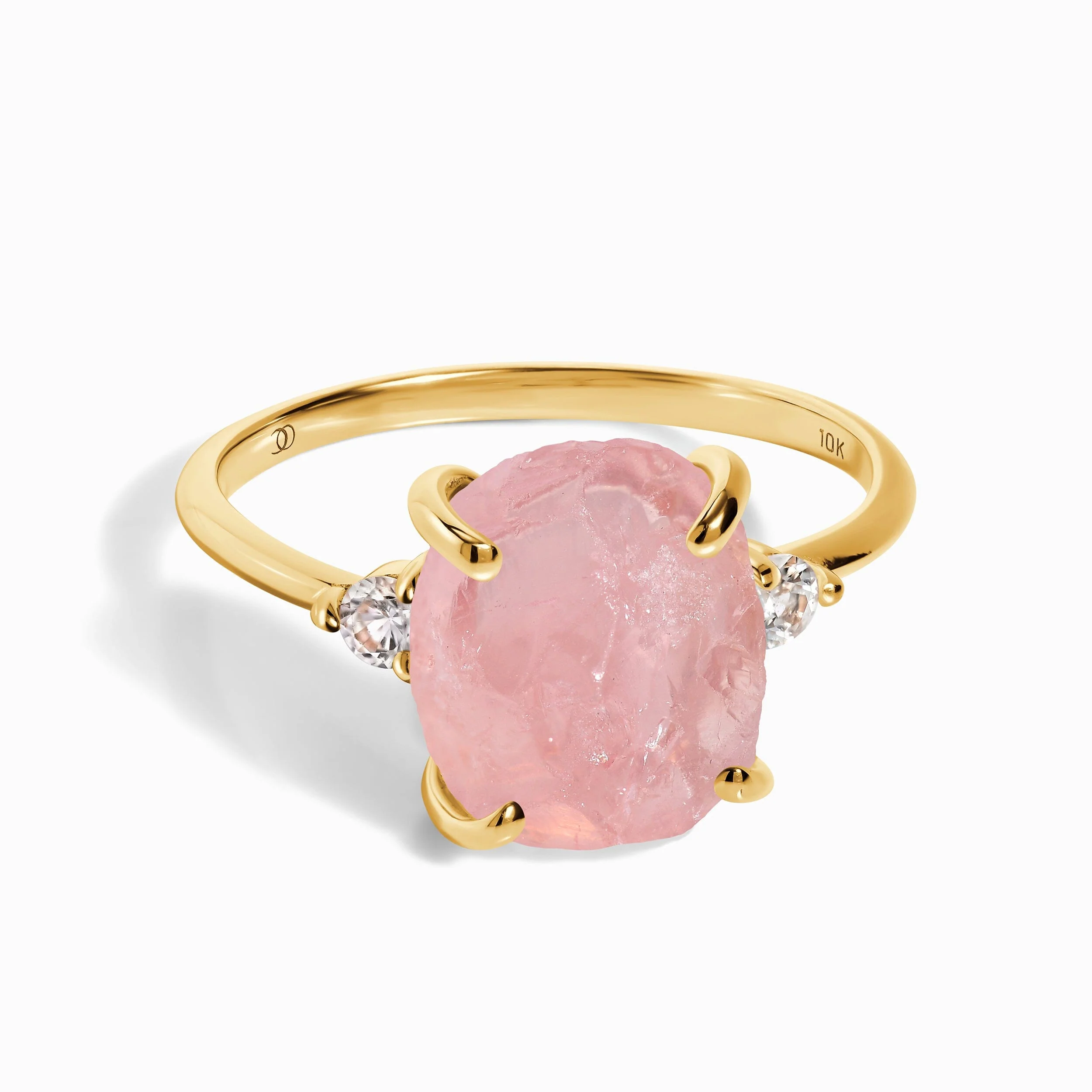 Rose Quartz Lab Diamond Ring - Raw Allure - Image 3
