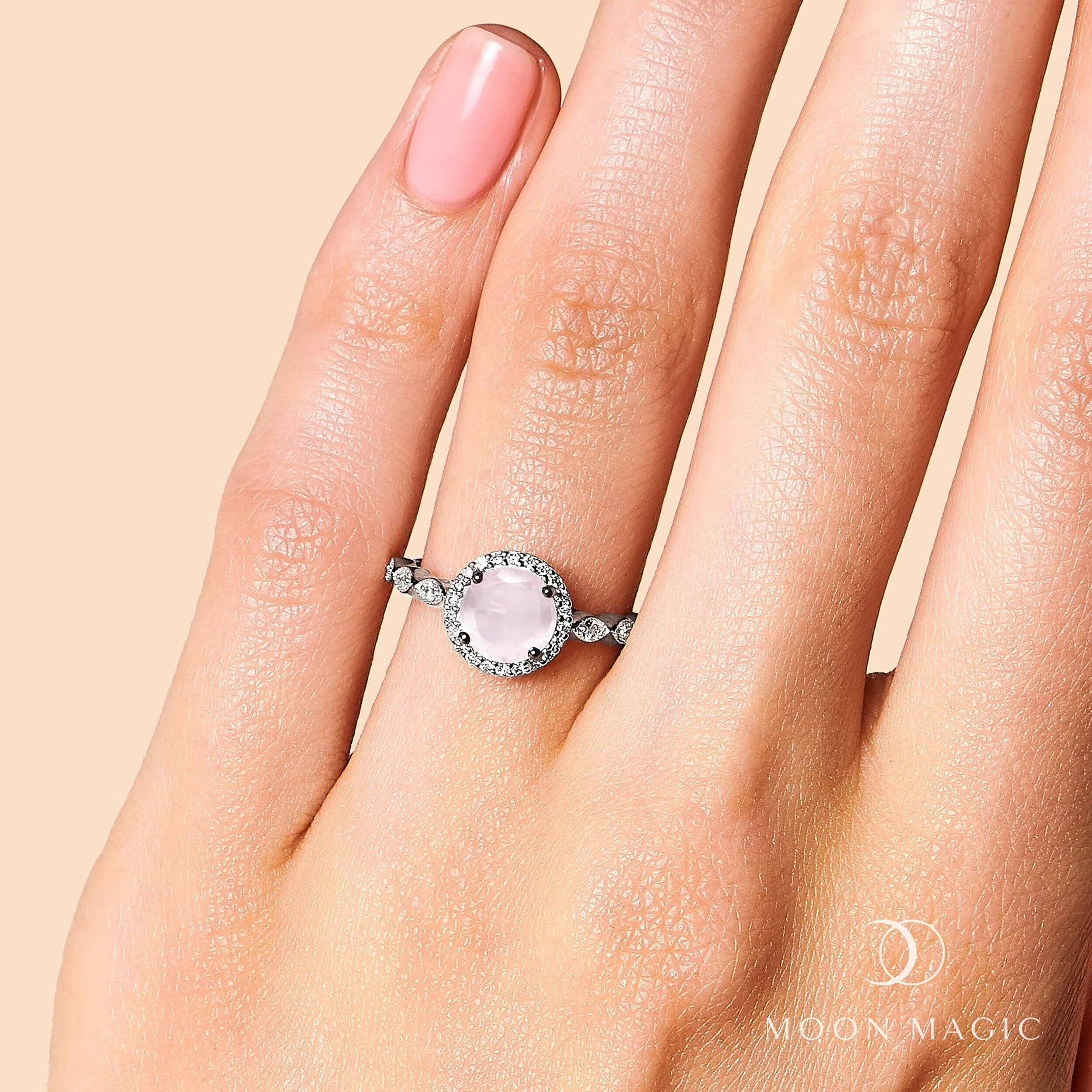 Rose Quartz Lab Diamond Ring - Soulmate - Image 4