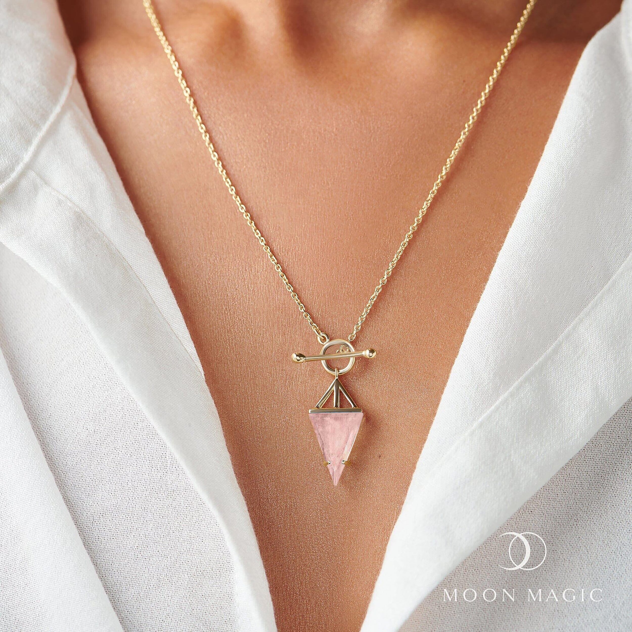 Rose Quartz Necklace - Heroine T-Lock - Image 12