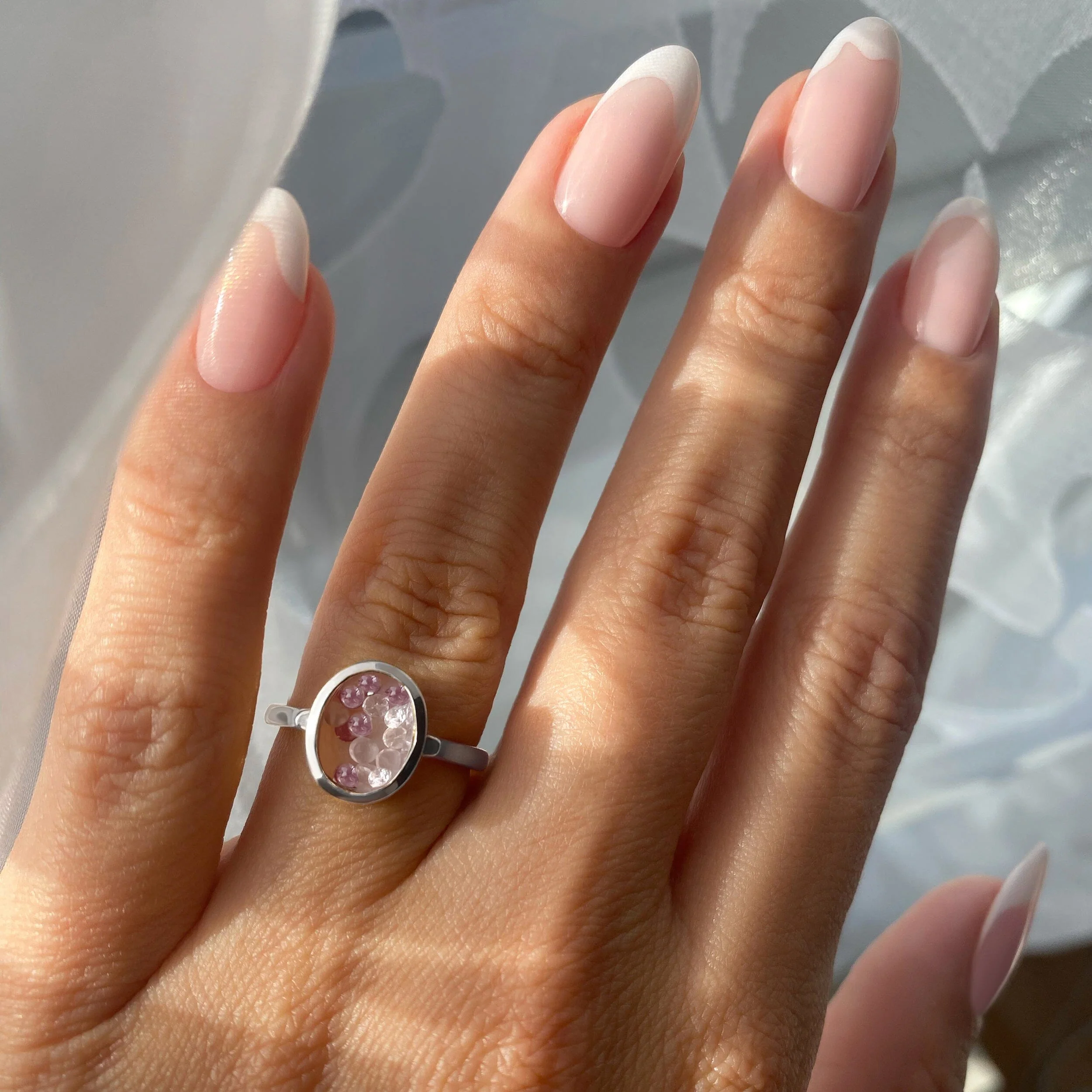Rose Quartz Rhodolite Ring - Halo of Calm - Image 2