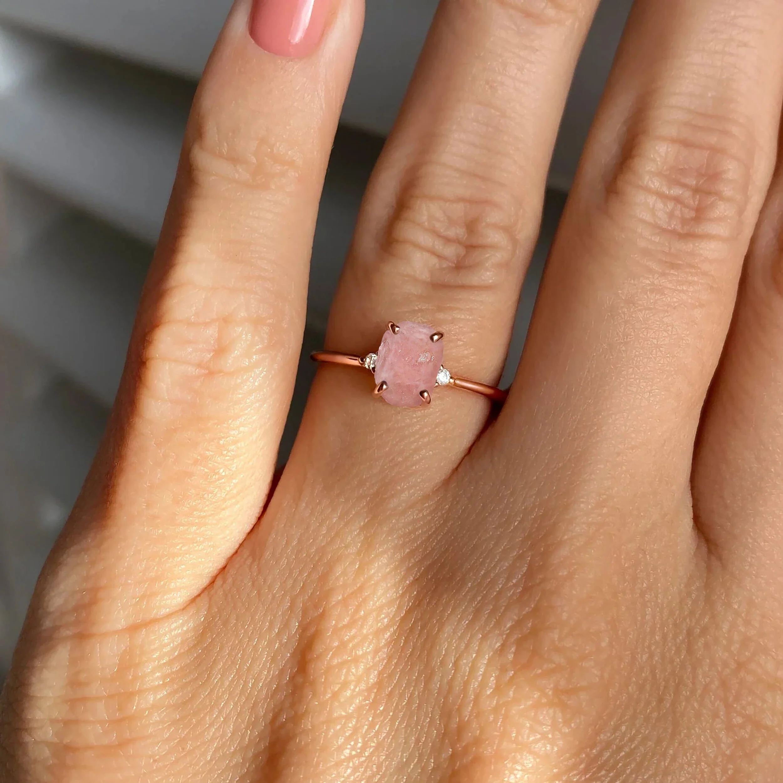 Rose Quartz Ring - Petite Raw Allure - Image 6