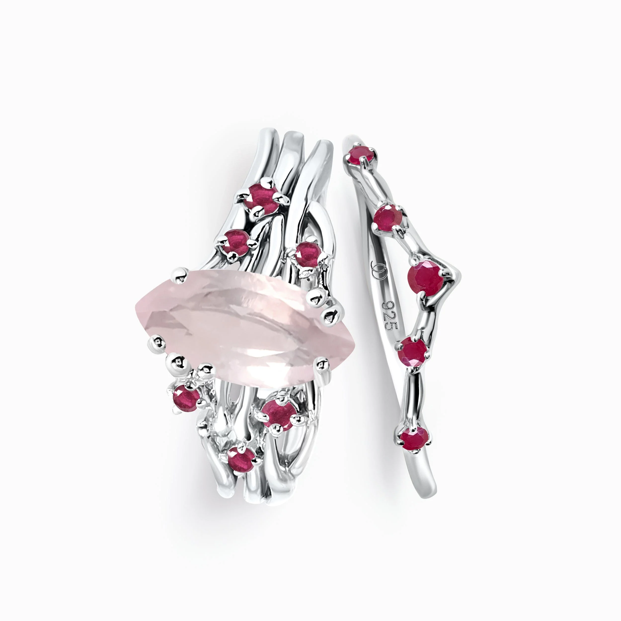 Rose Quartz Ruby Radiance Ring & Cosmic Crown Band - Image 2