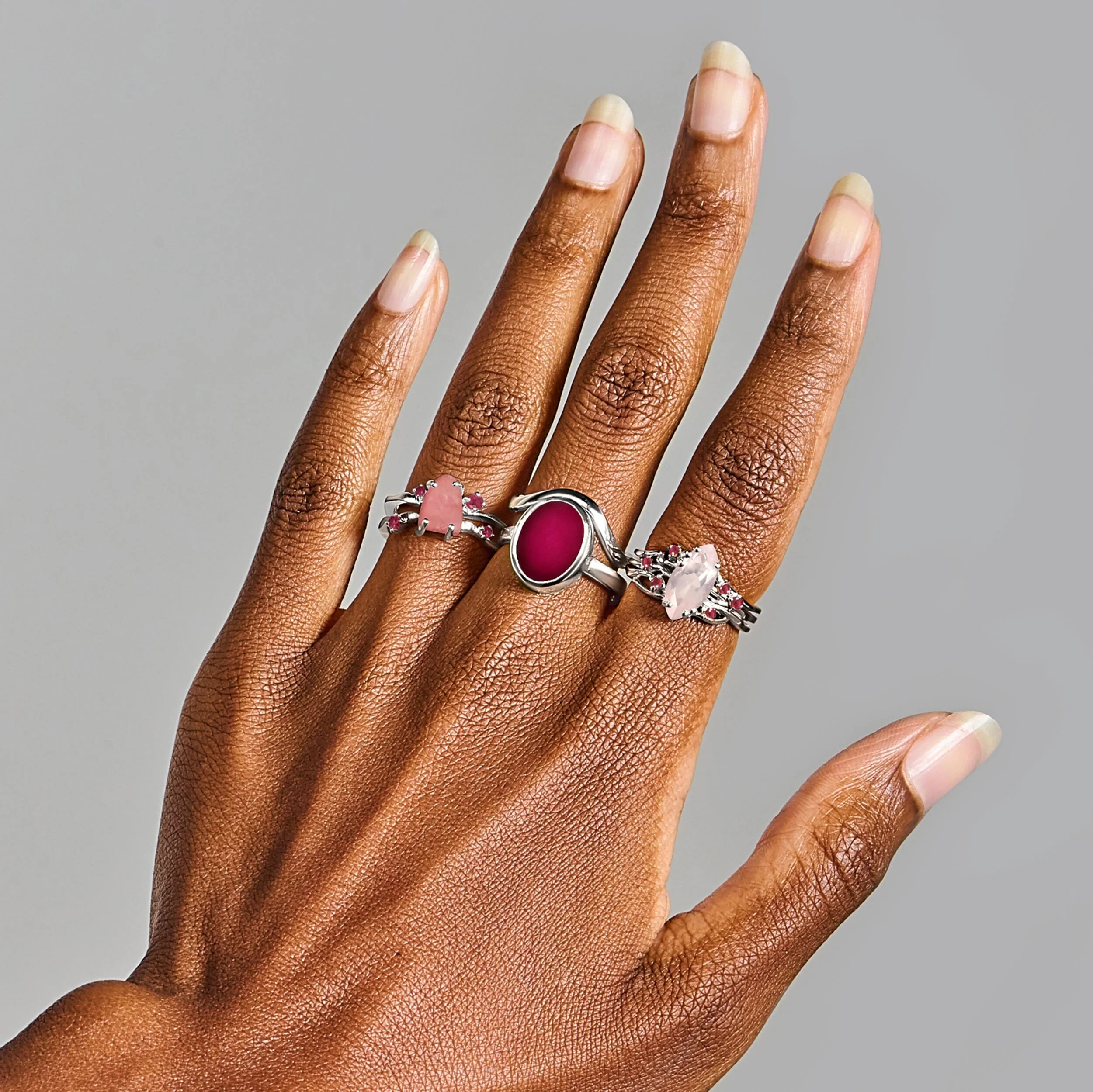 Raw Crystal Ring - Flow Rose Quartz Ruby - Image 10
