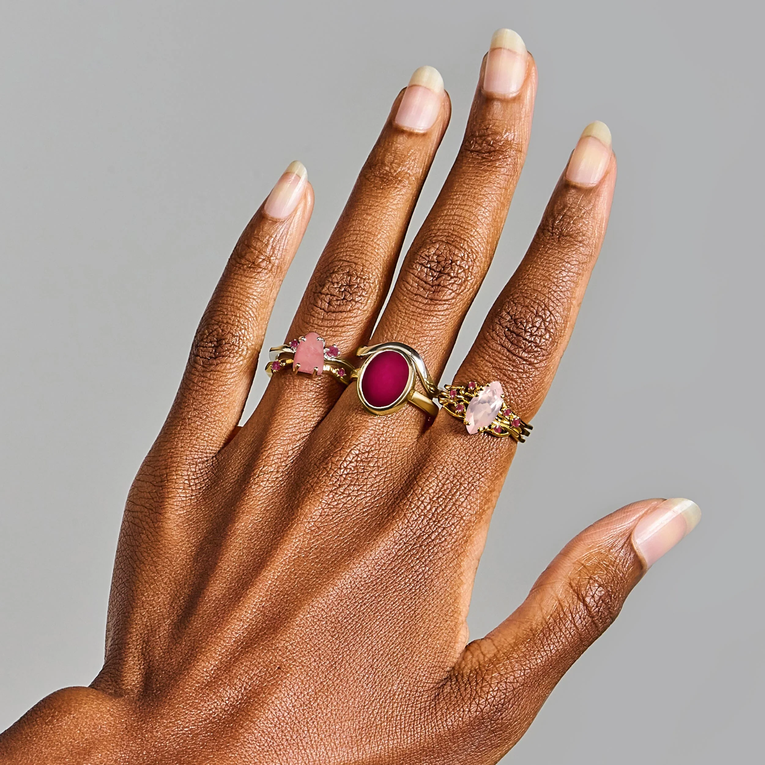 Raw Crystal Ring - Flow Rose Quartz Ruby - Image 17