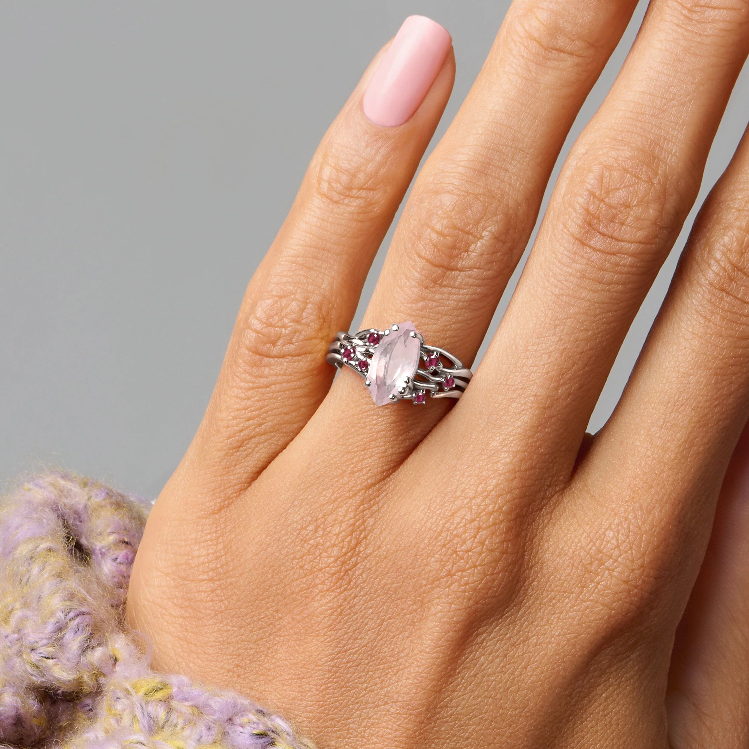 Rose Quartz Ruby Ring - Radiance - Image 2