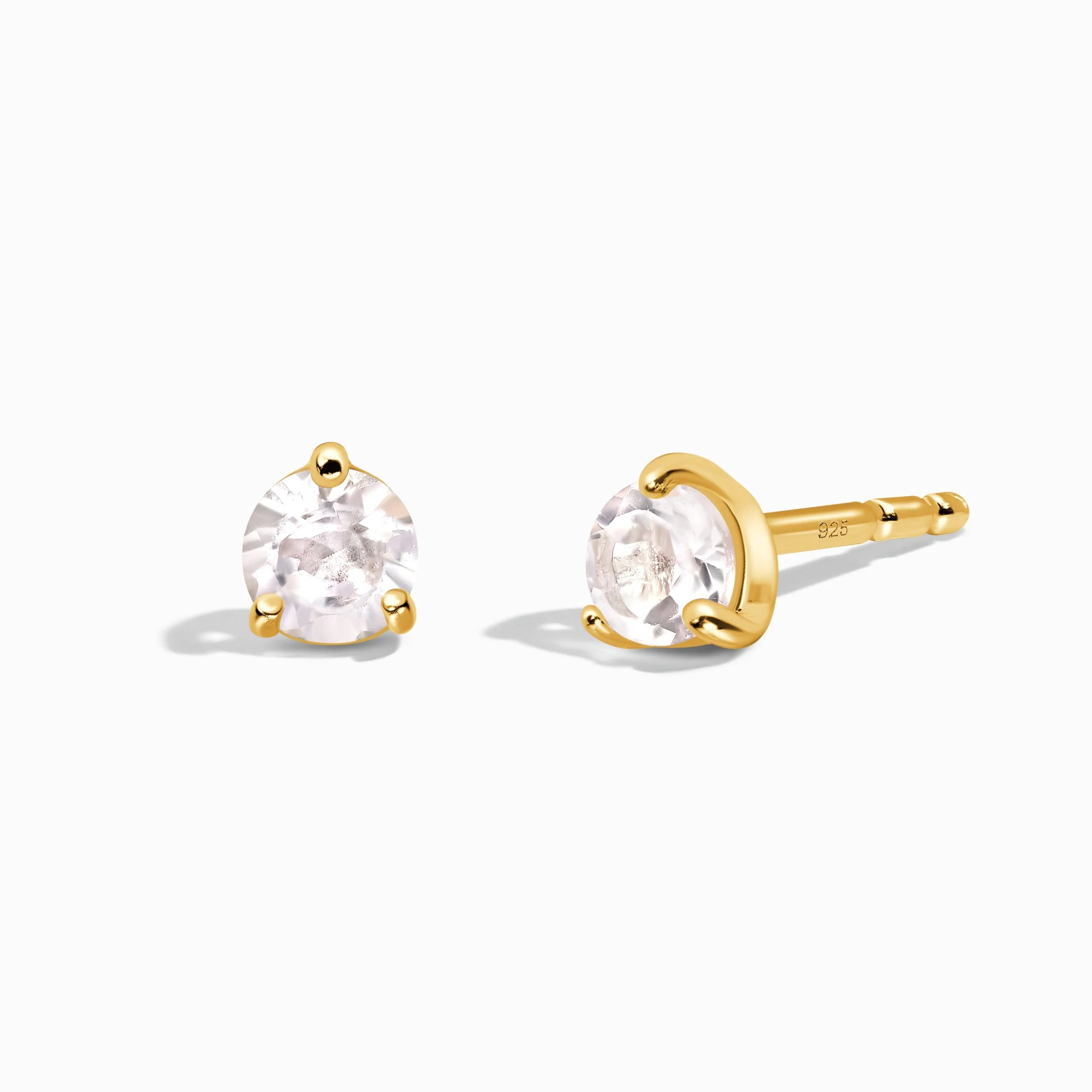 White Topaz Round Studs - April Birthstone - Image 9