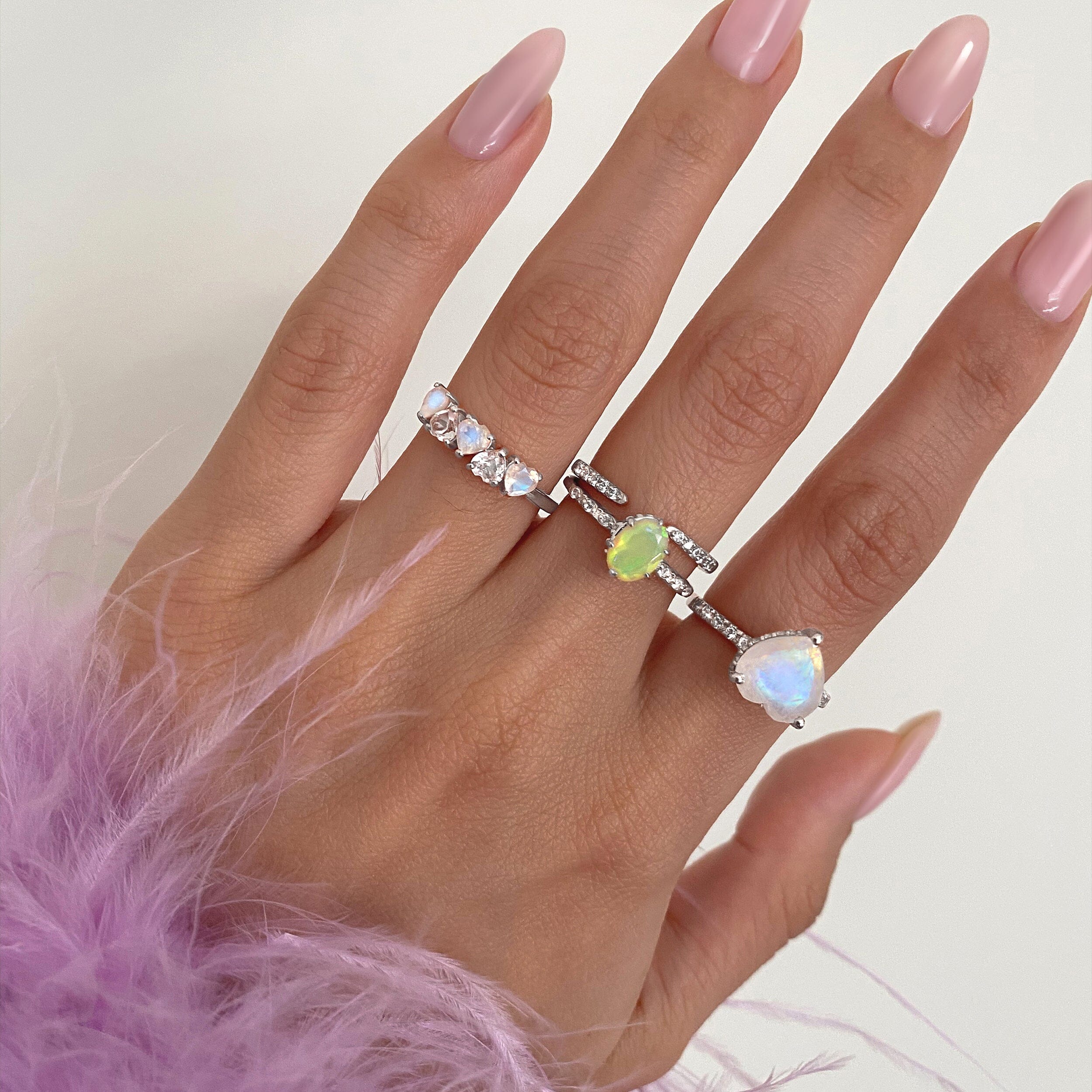 White Zircon Ring - Twinkling Band - Image 10