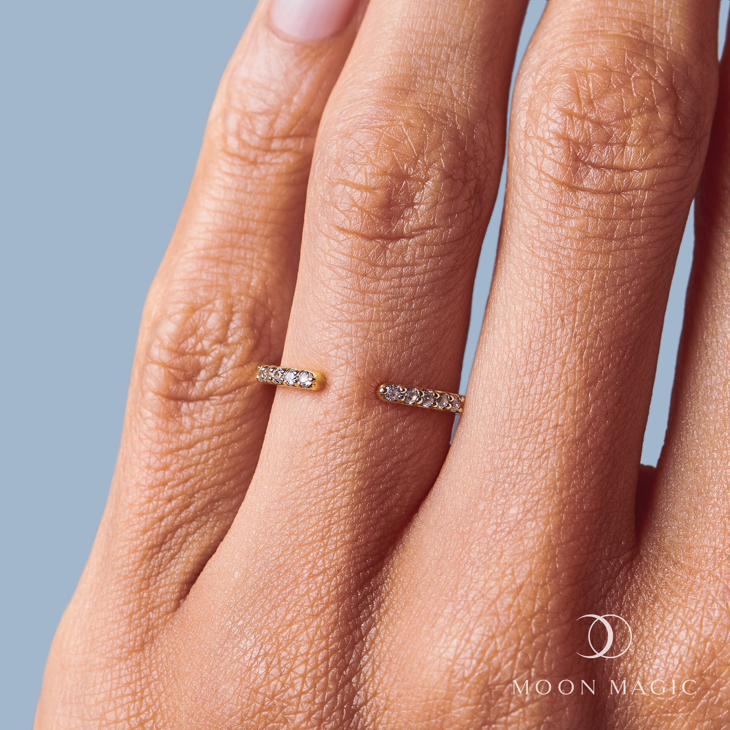 White Zircon Ring - Twinkling Band - Image 6