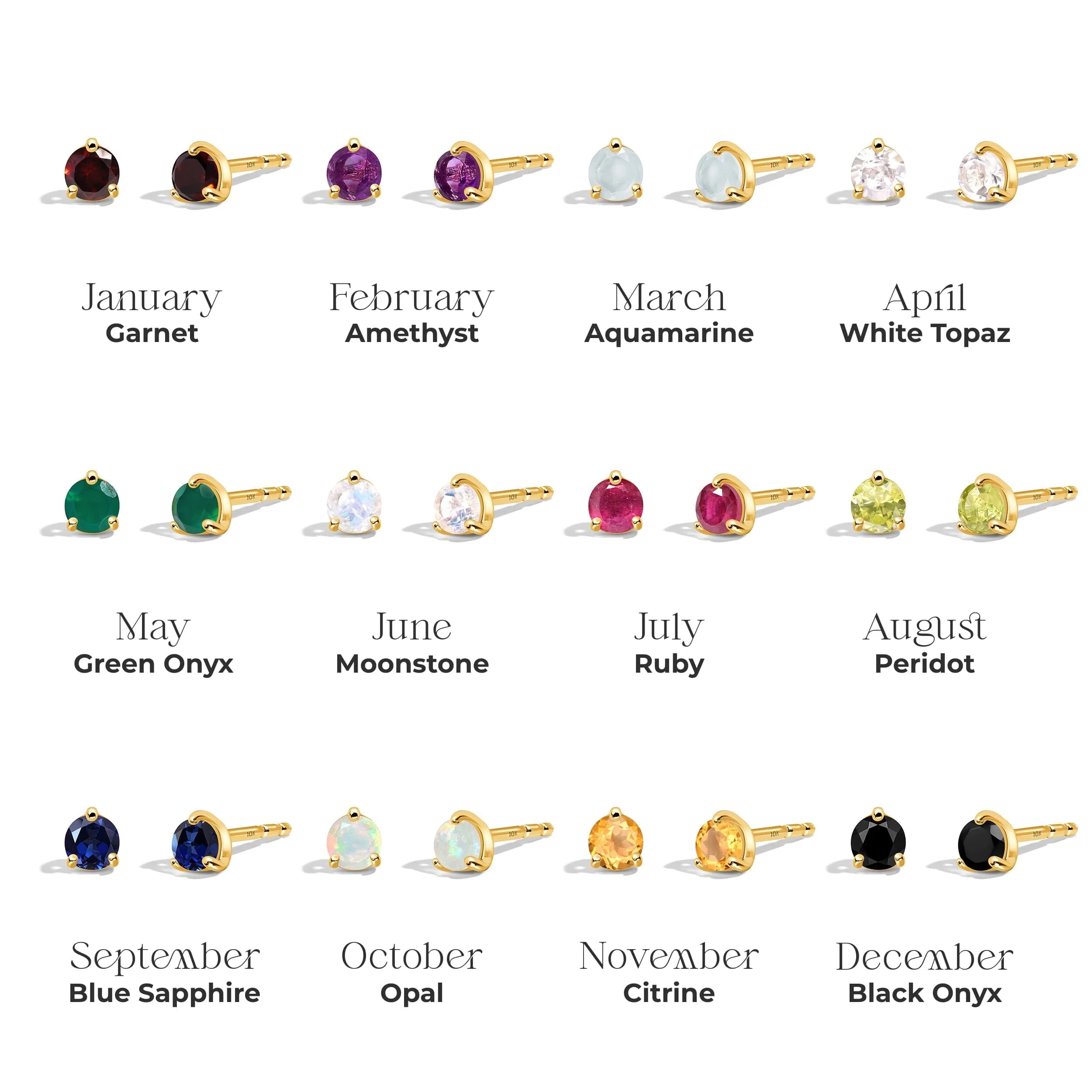 Zodiac Birthstone Diamond Studs - Capricorn Garnet - Image 14